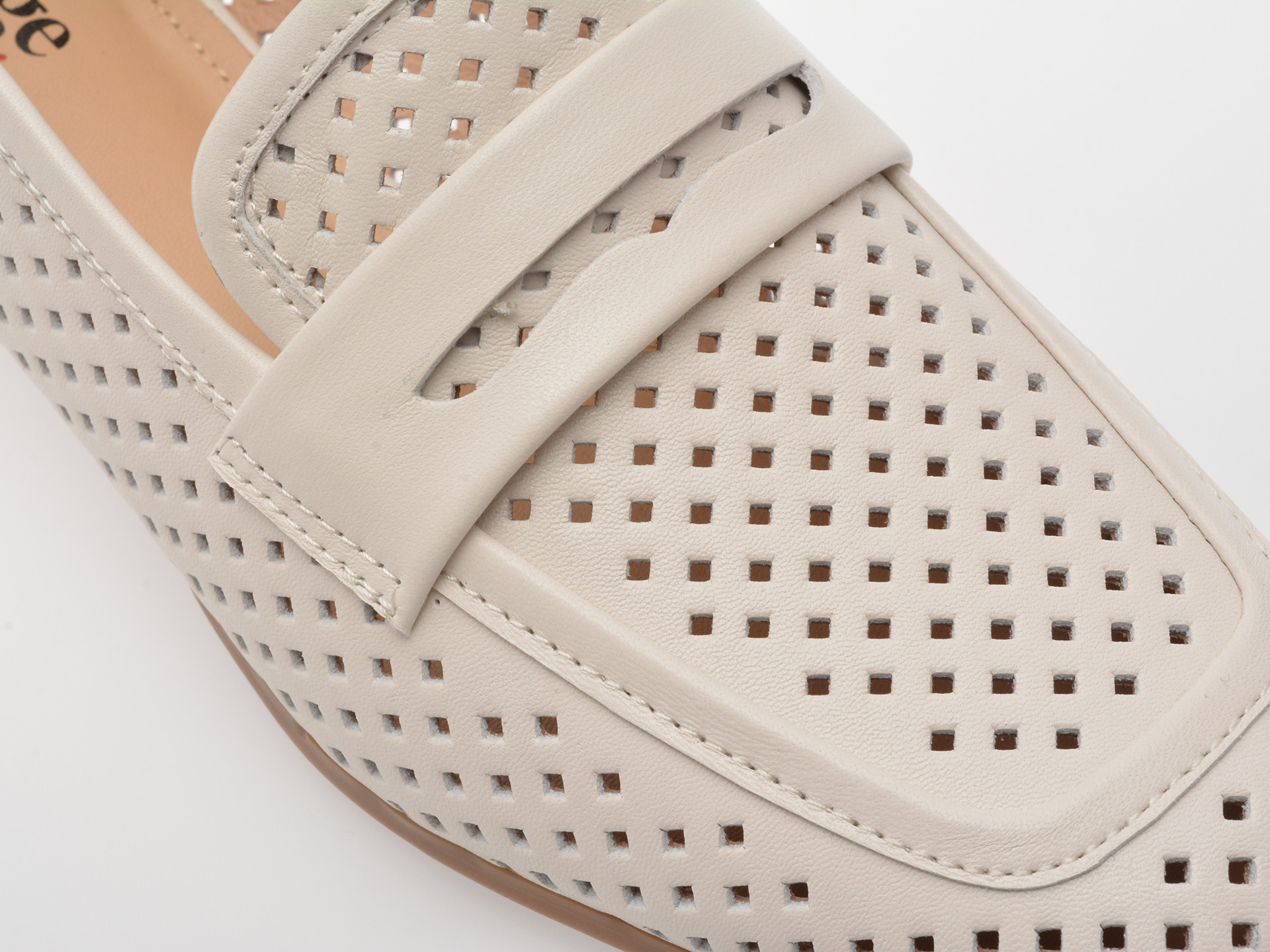 Mocasini IMAGE albi, HR364, din piele naturala