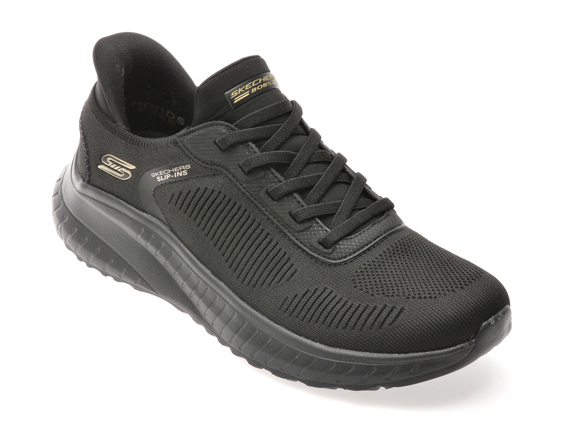 Pantofi sport SKECHERS negri, BOBS SQUAD CHAOS, din material textil