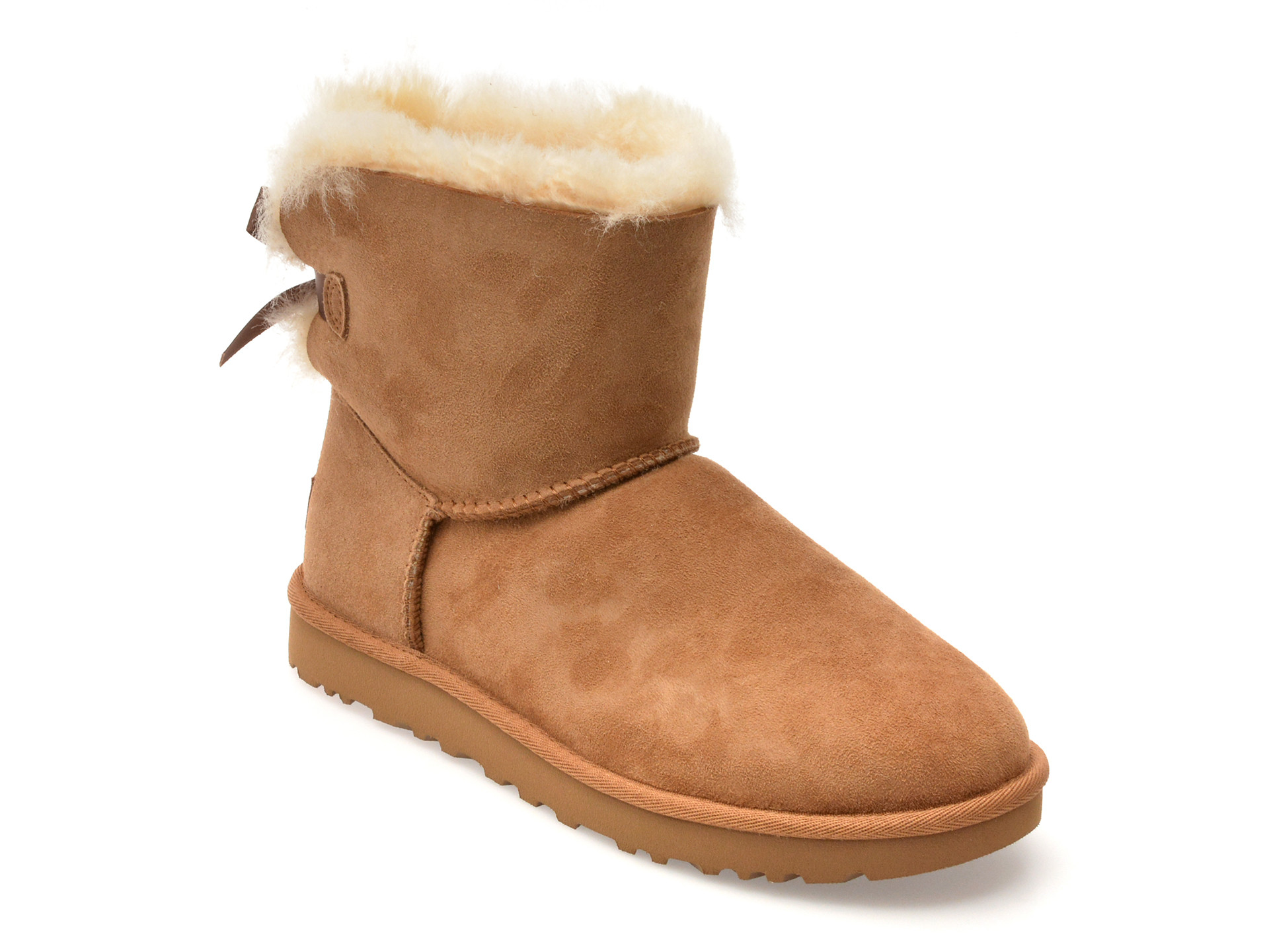 Ghete UGG maro, MINI BAILEY BOW II, din piele intoarsa