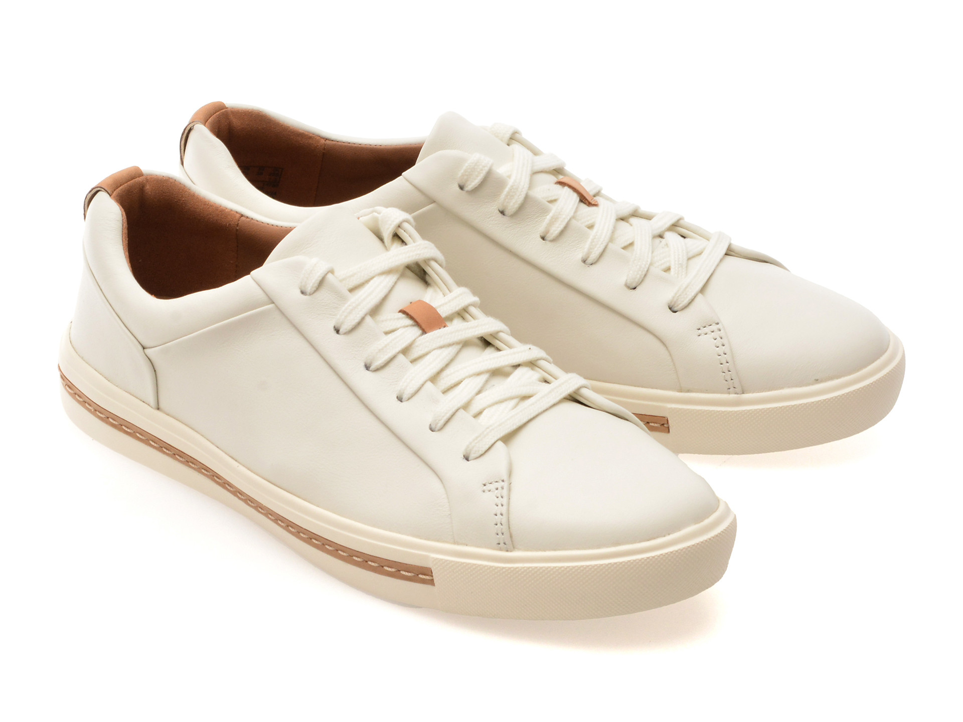 Pantofi sport clarks albi un maui lace din piele naturala