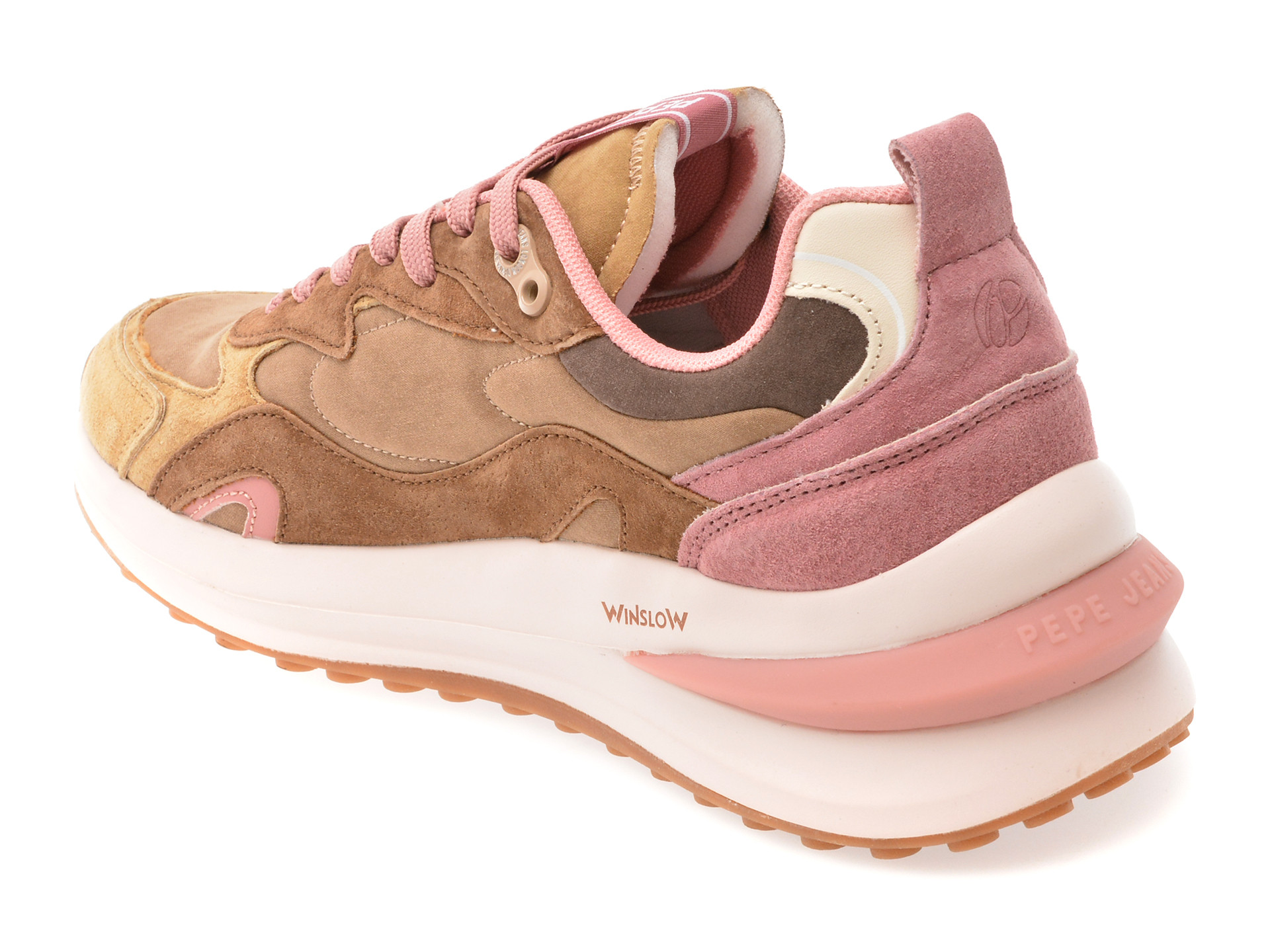 Pantofi sport PEPE JEANS maro, LS60013, din material textil si piele naturala