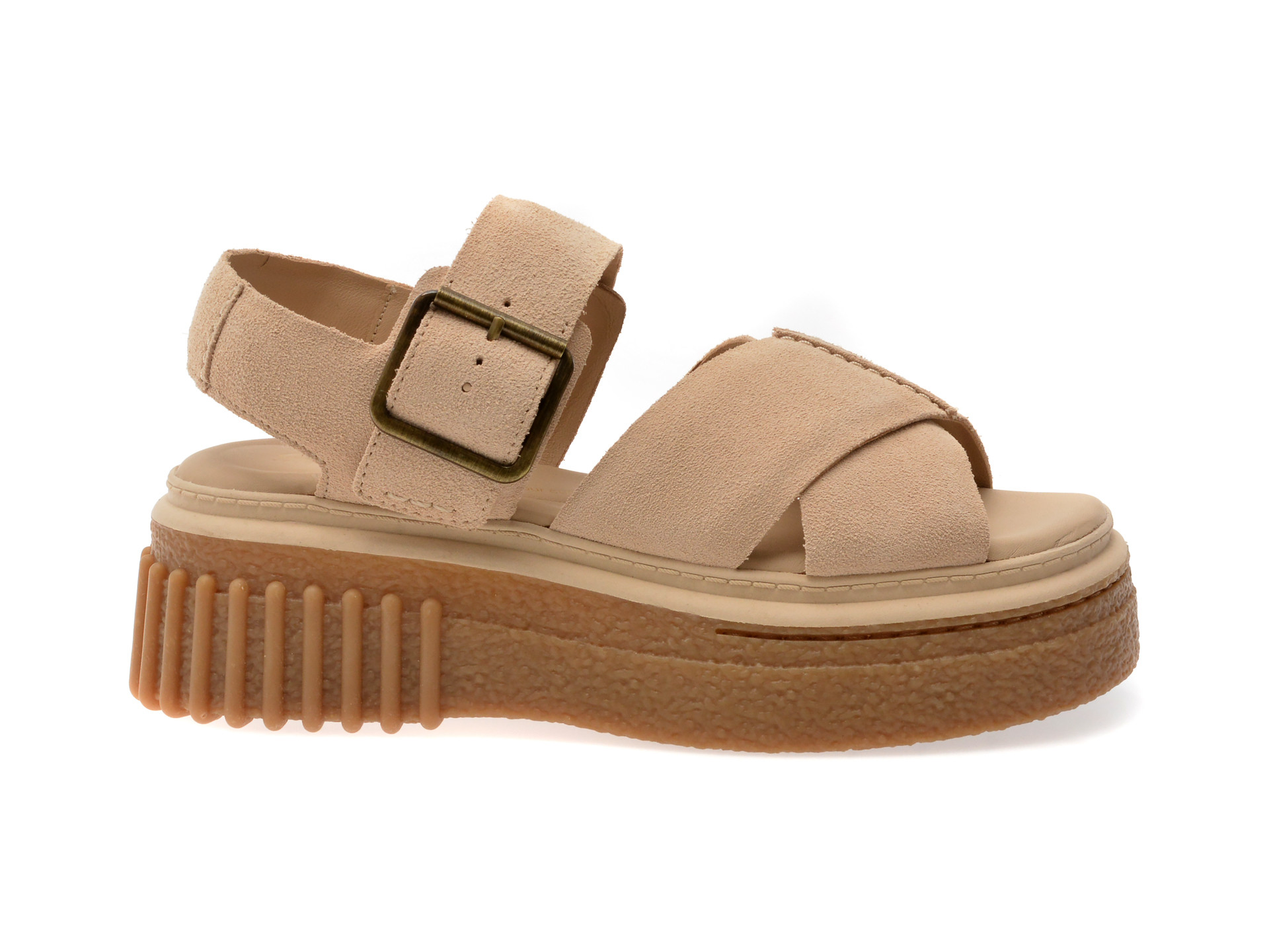 Sandale CLARKS bej, EVAMAR WISH, din piele intoarsa