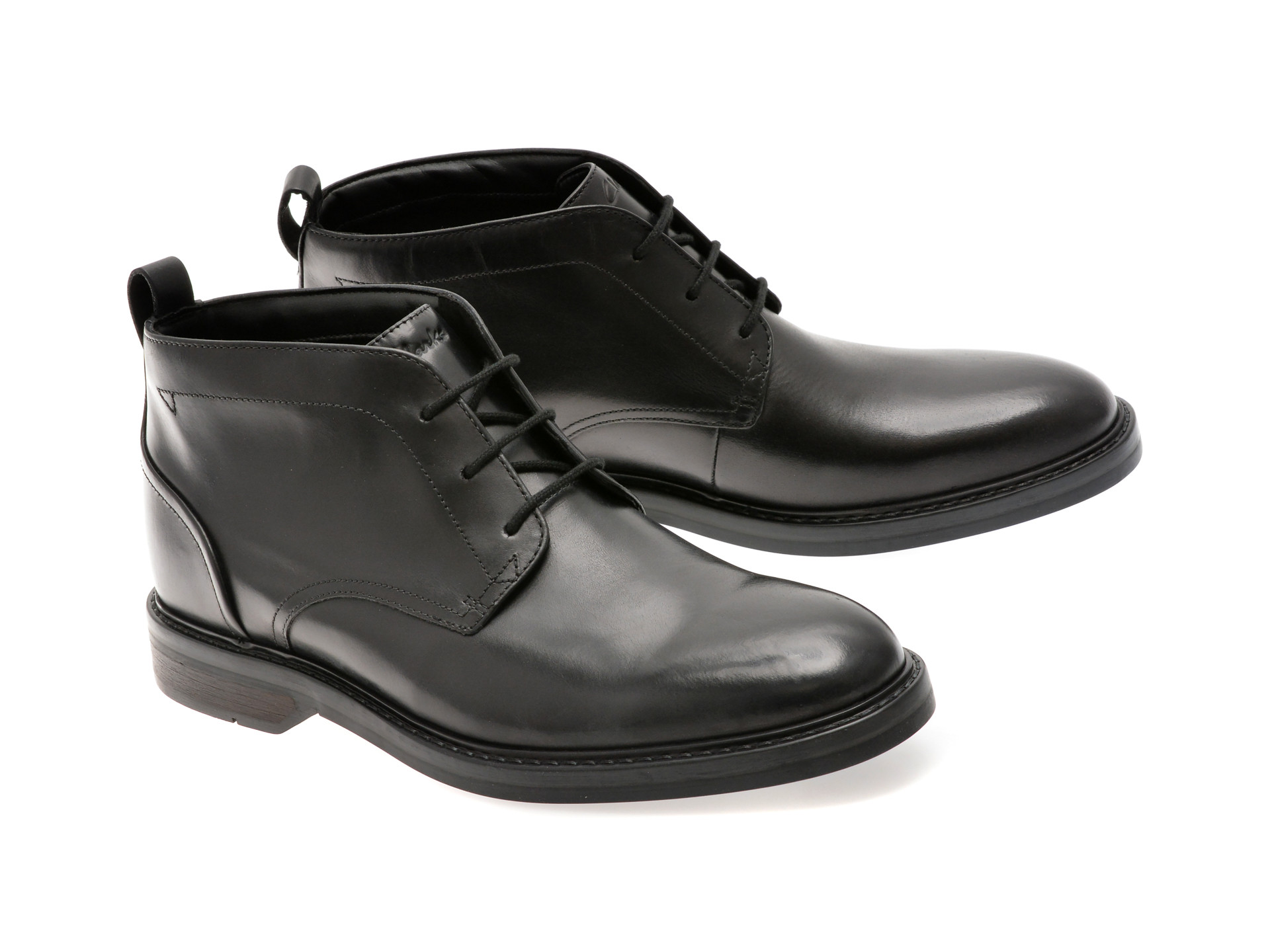 Ghete elegante CLARKS negre, ALDWIN CHUKKA, din piele naturala