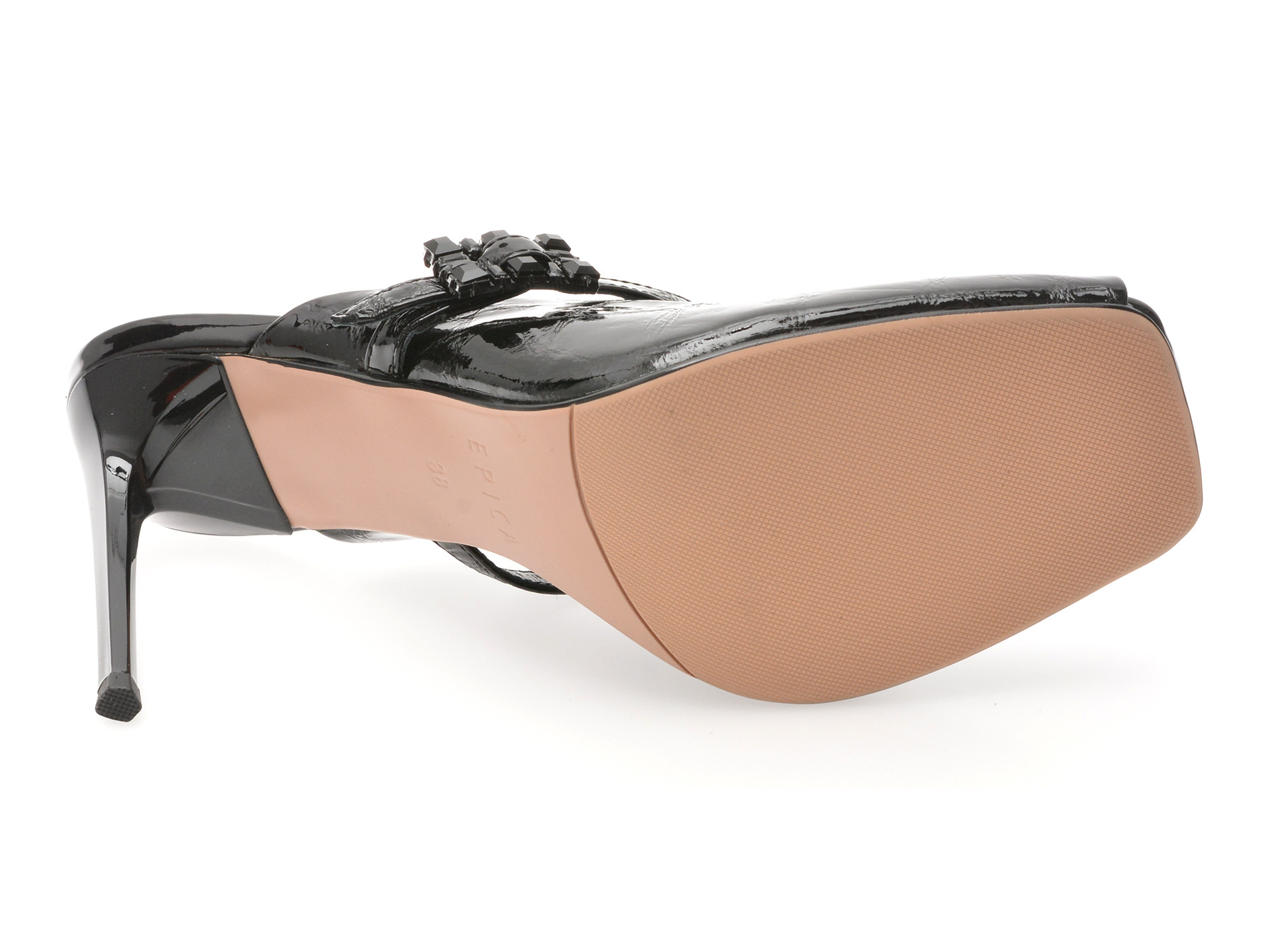 Papuci EPICA negri, 71896, din piele naturala lacuita