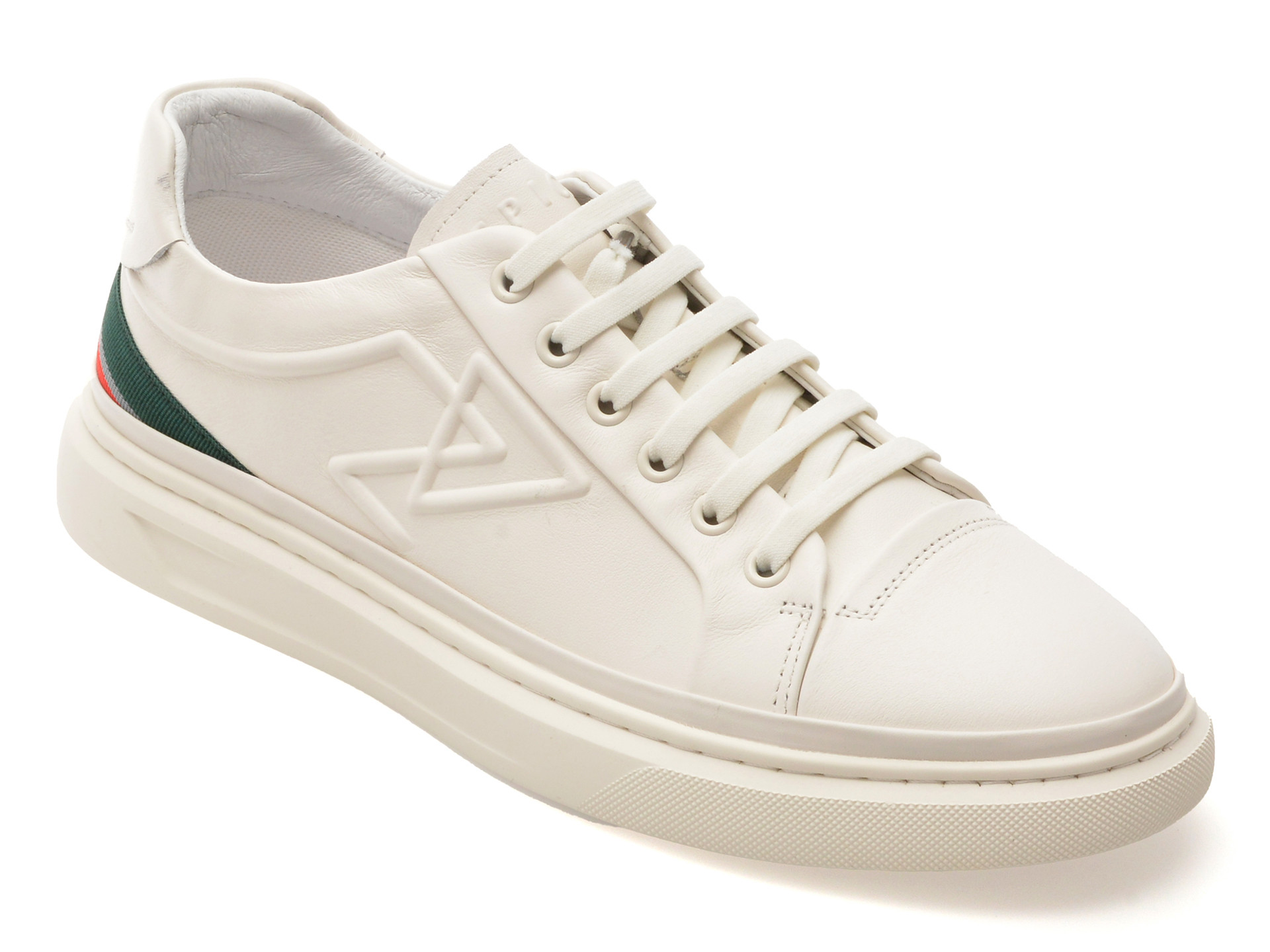 Pantofi sport EPICA albi, 56273, din piele naturala