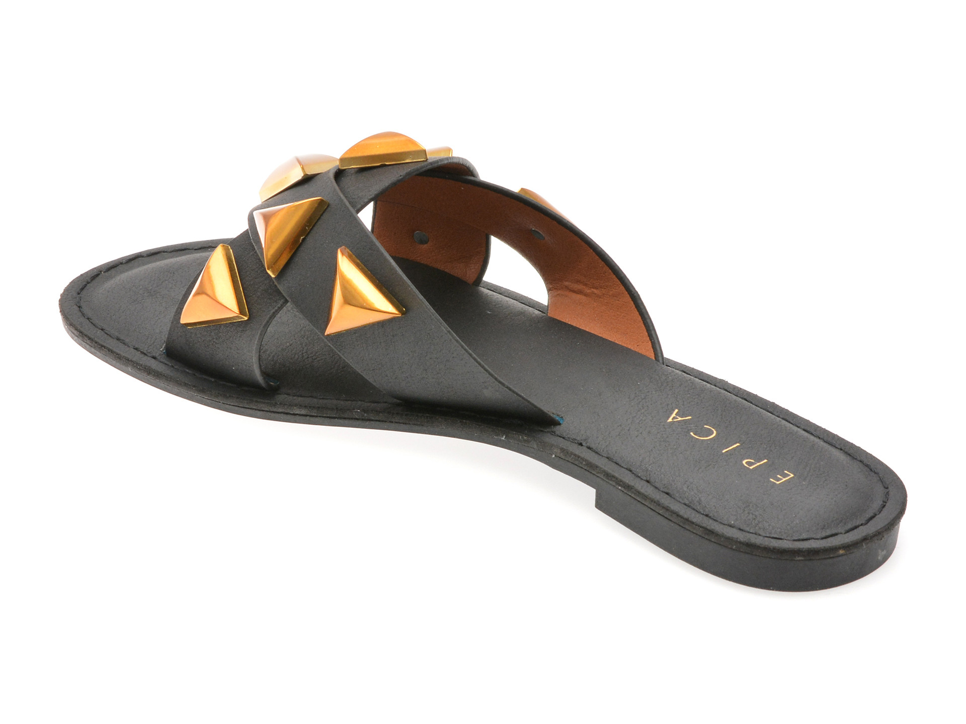 Papuci EPICA negri, 82922, din piele ecologica