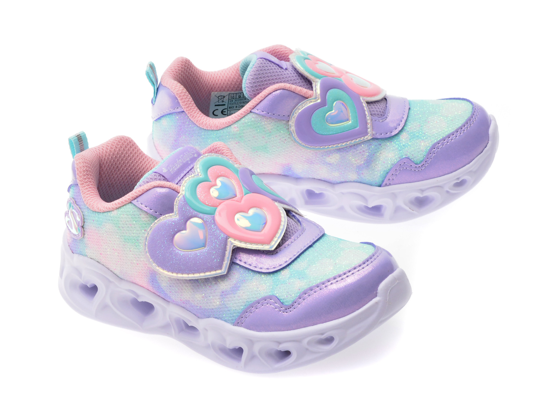 Pantofi sport SKECHERS mov, HEART LIGHTS, din material textil