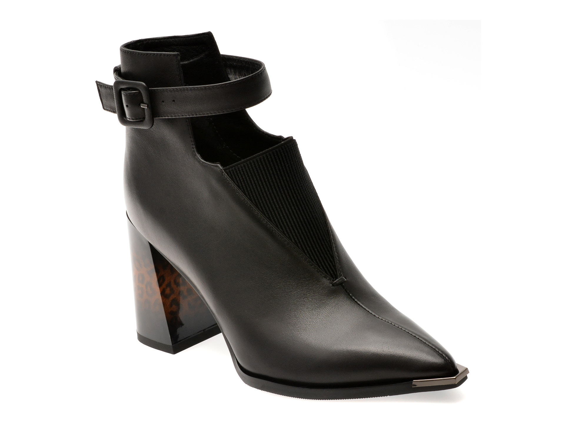 Botine elegante EPICA negre, J3925, din piele naturala