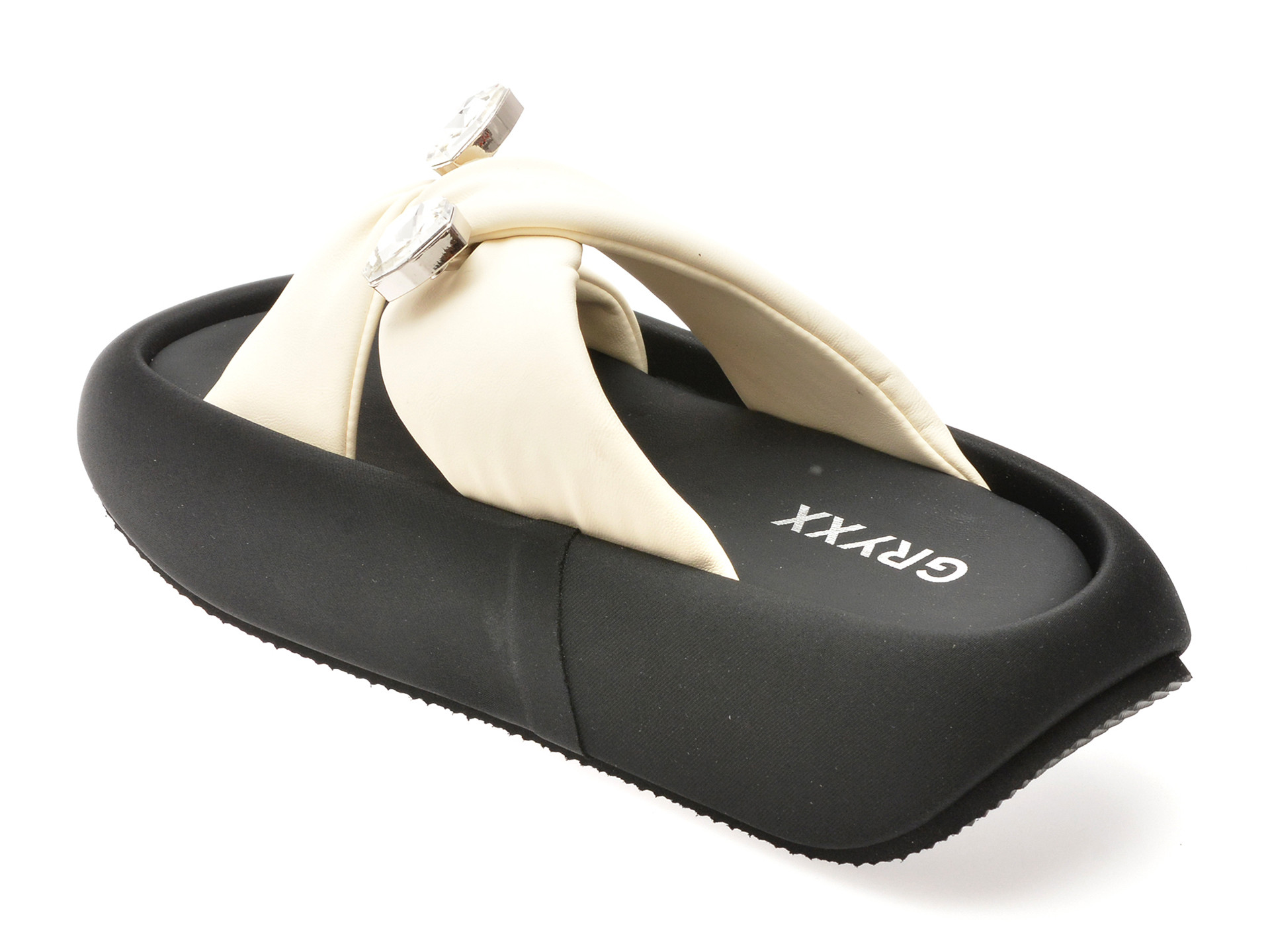 Papuci GRYXX albi, 8826, din piele ecologica