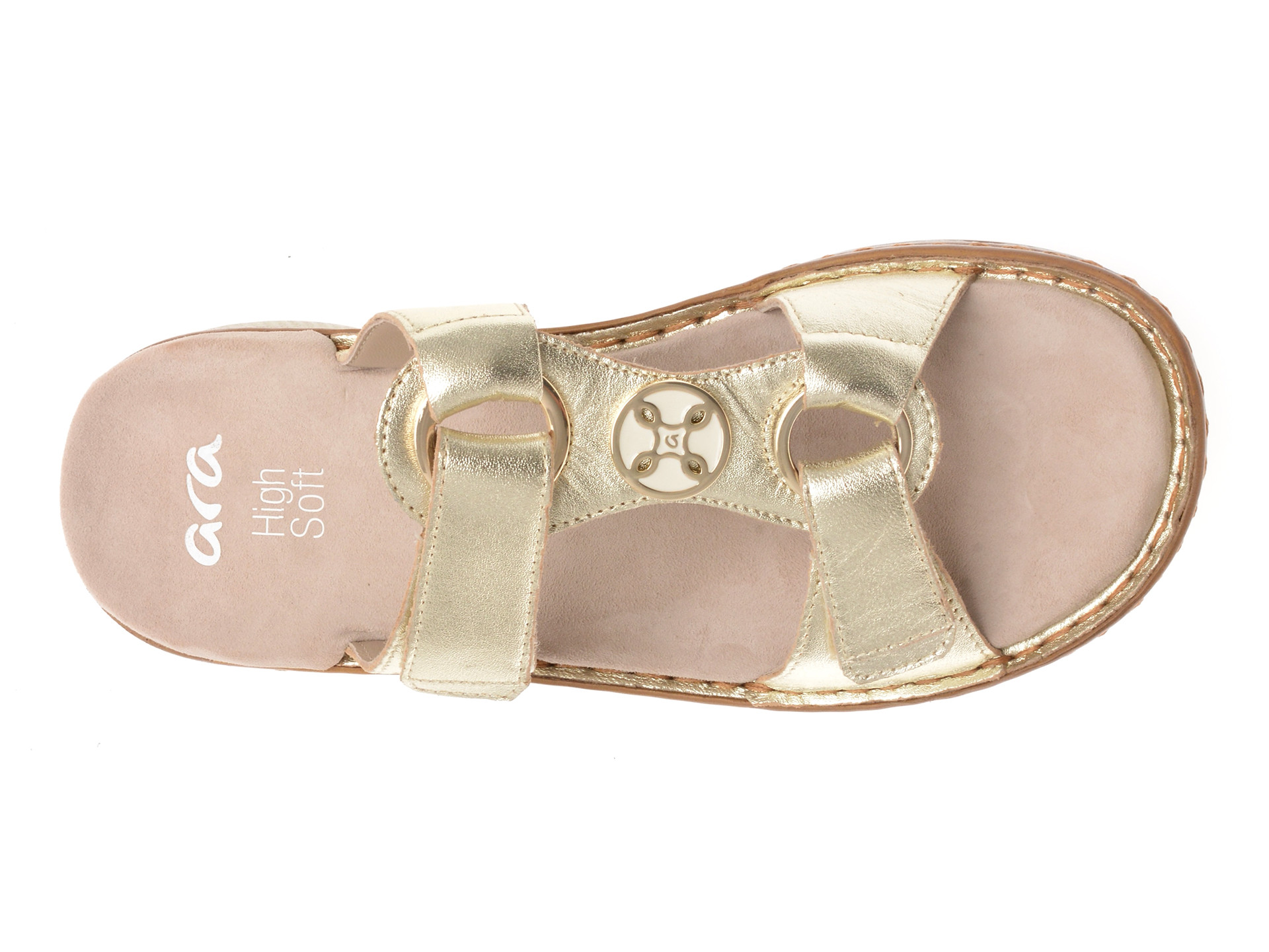 Papuci ARA aurii, 29003, din piele naturala