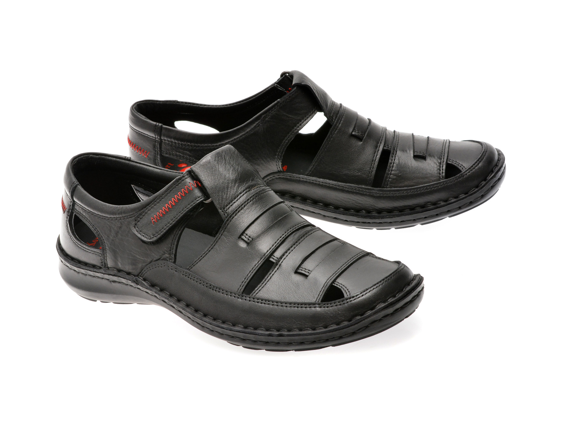 Sandale OTTER negre, 9562, din piele naturala