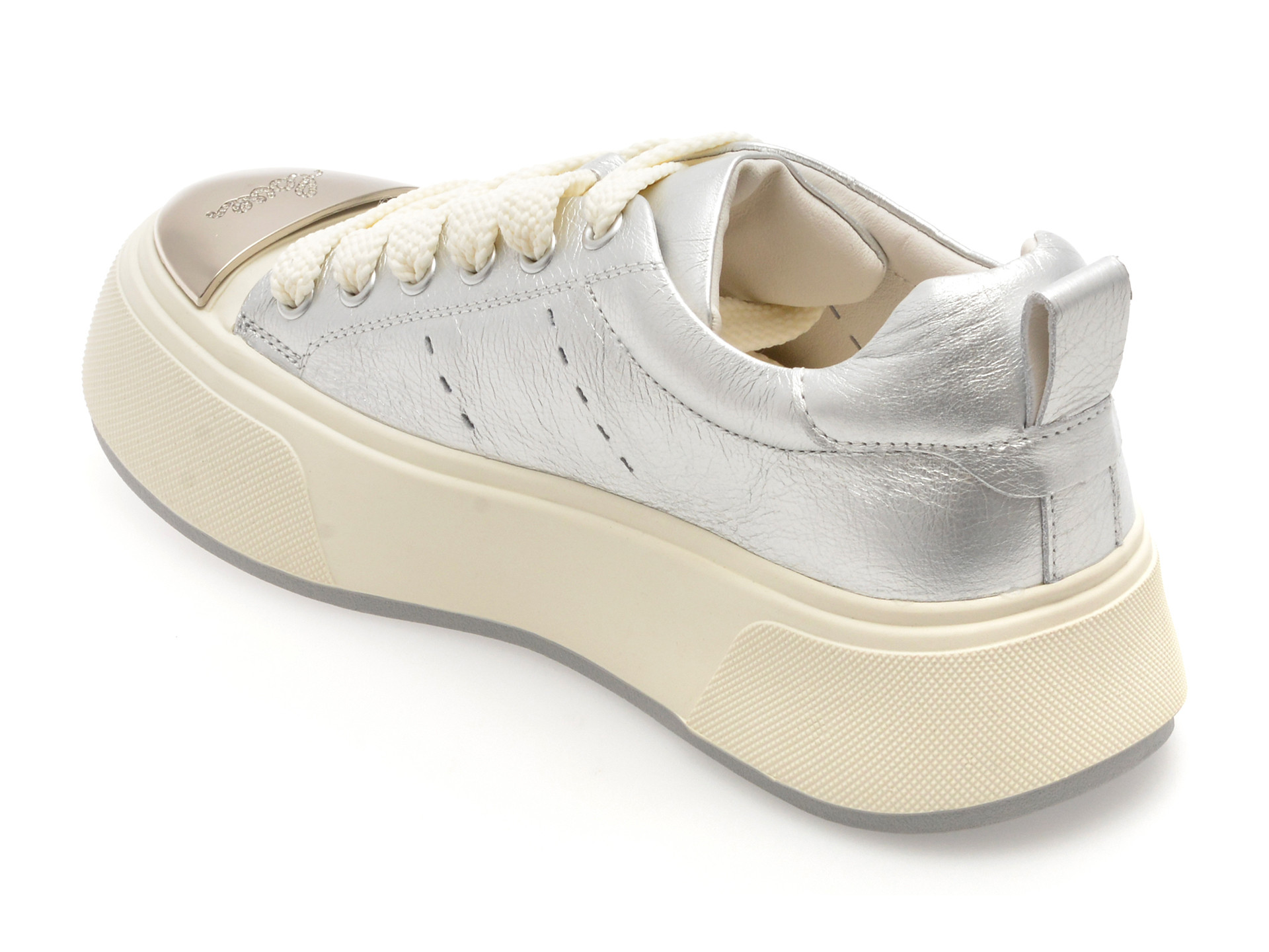 Pantofi sport EPICA argintii, 28701, din piele naturala