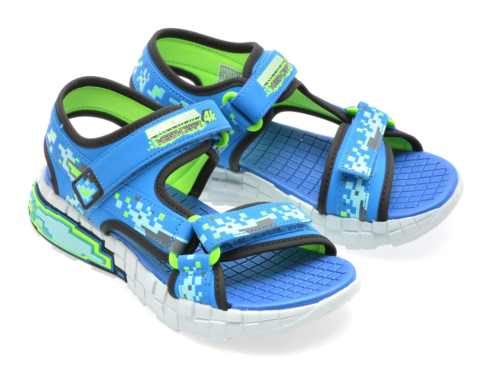 Sandale SKECHERS albastre, MEGA-SPLASH 4K, din piele ecologica