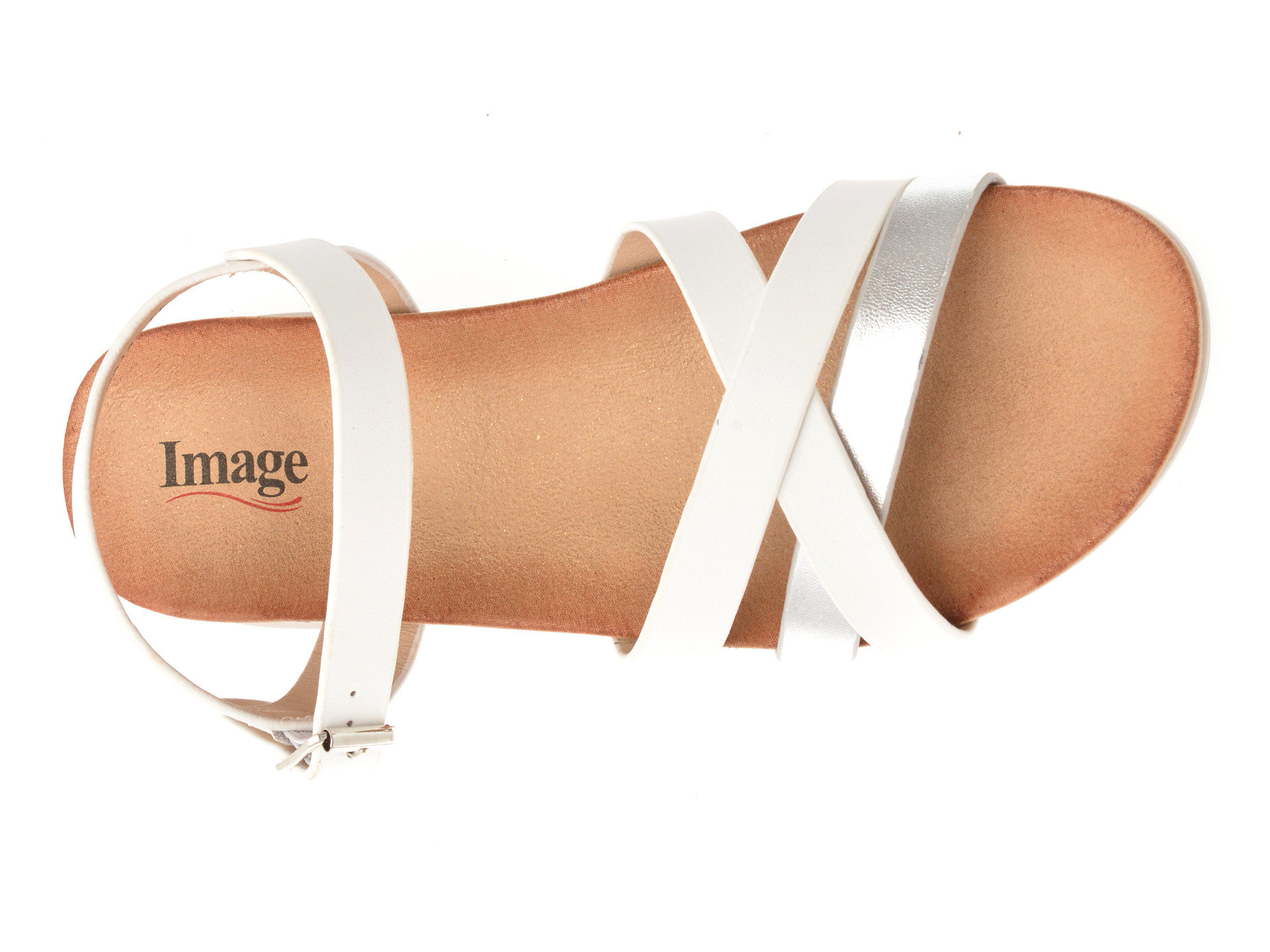 Sandale IMAGE albe, 70423, din piele naturala
