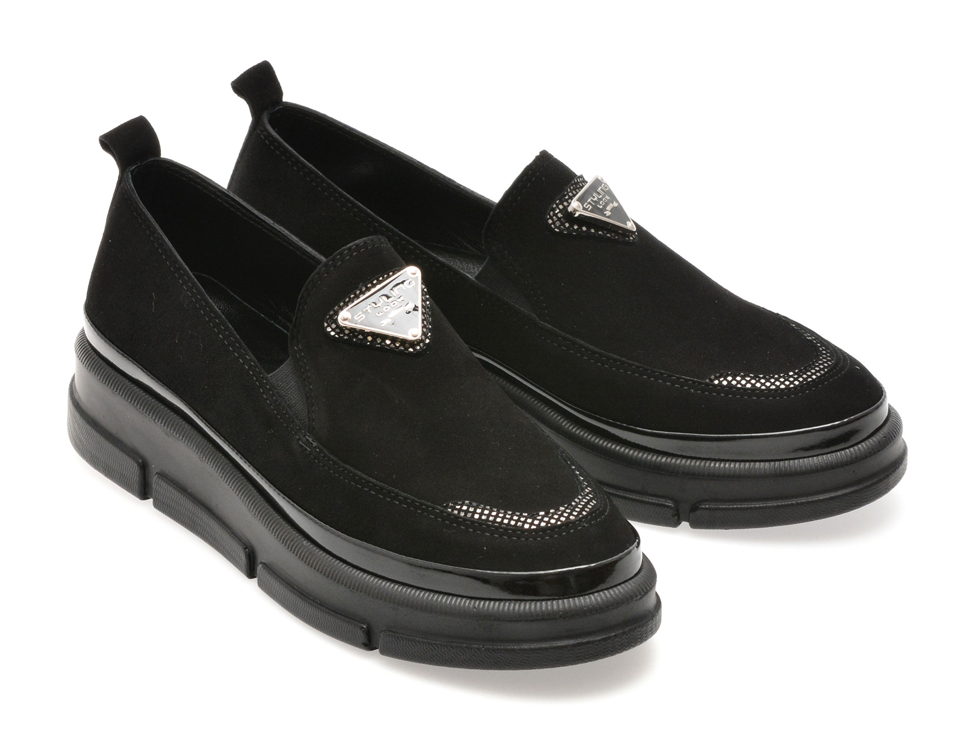 Pantofi IMAGE negri, 387392, din piele intoarsa