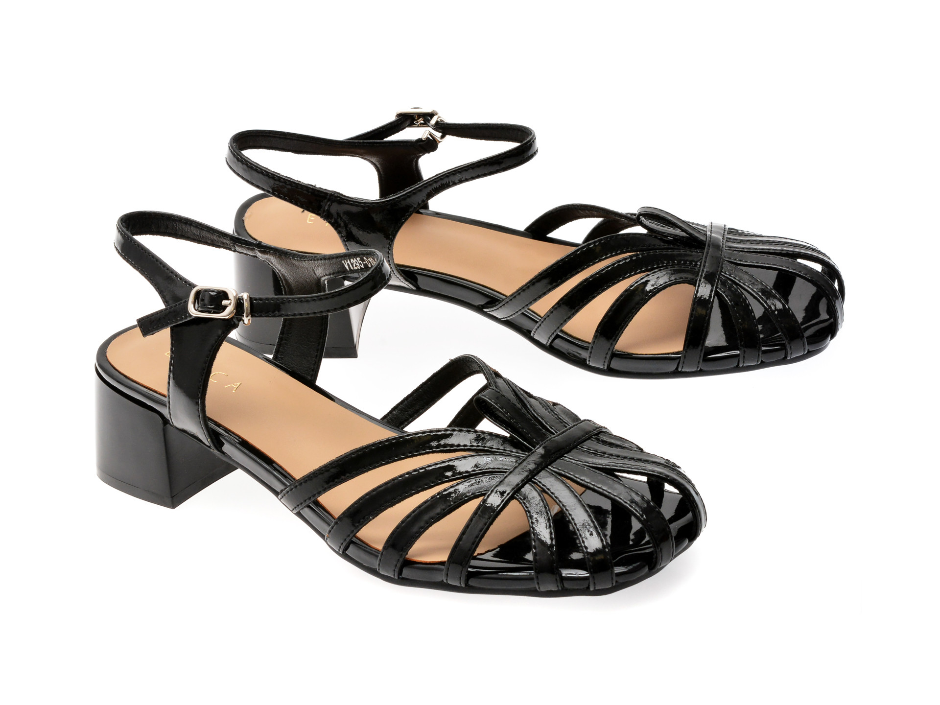 Pantofi epica negri 1295d19 din piele naturala lacuita