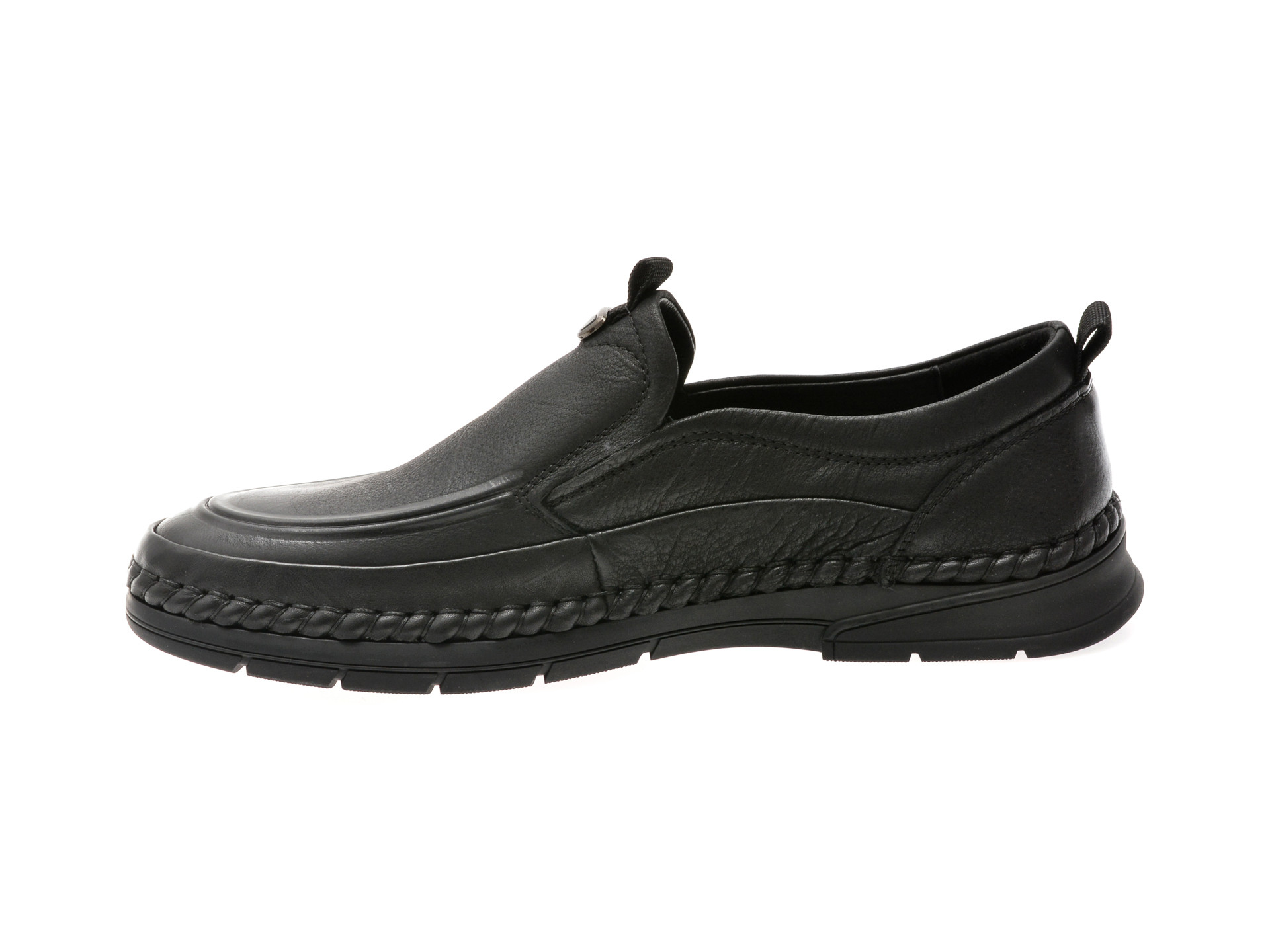 Mocasini OTTER negri, T8512, din piele naturala