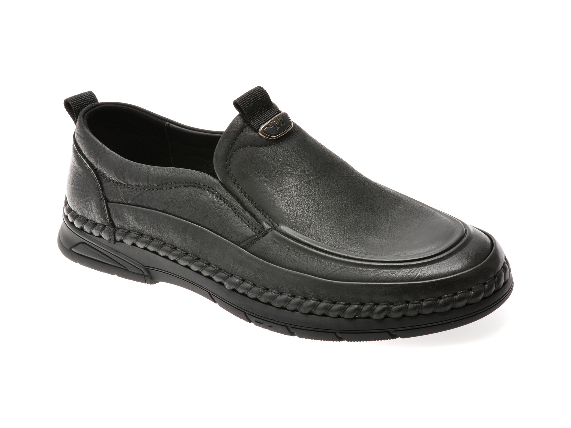 Mocasini OTTER negri, T8512, din piele naturala