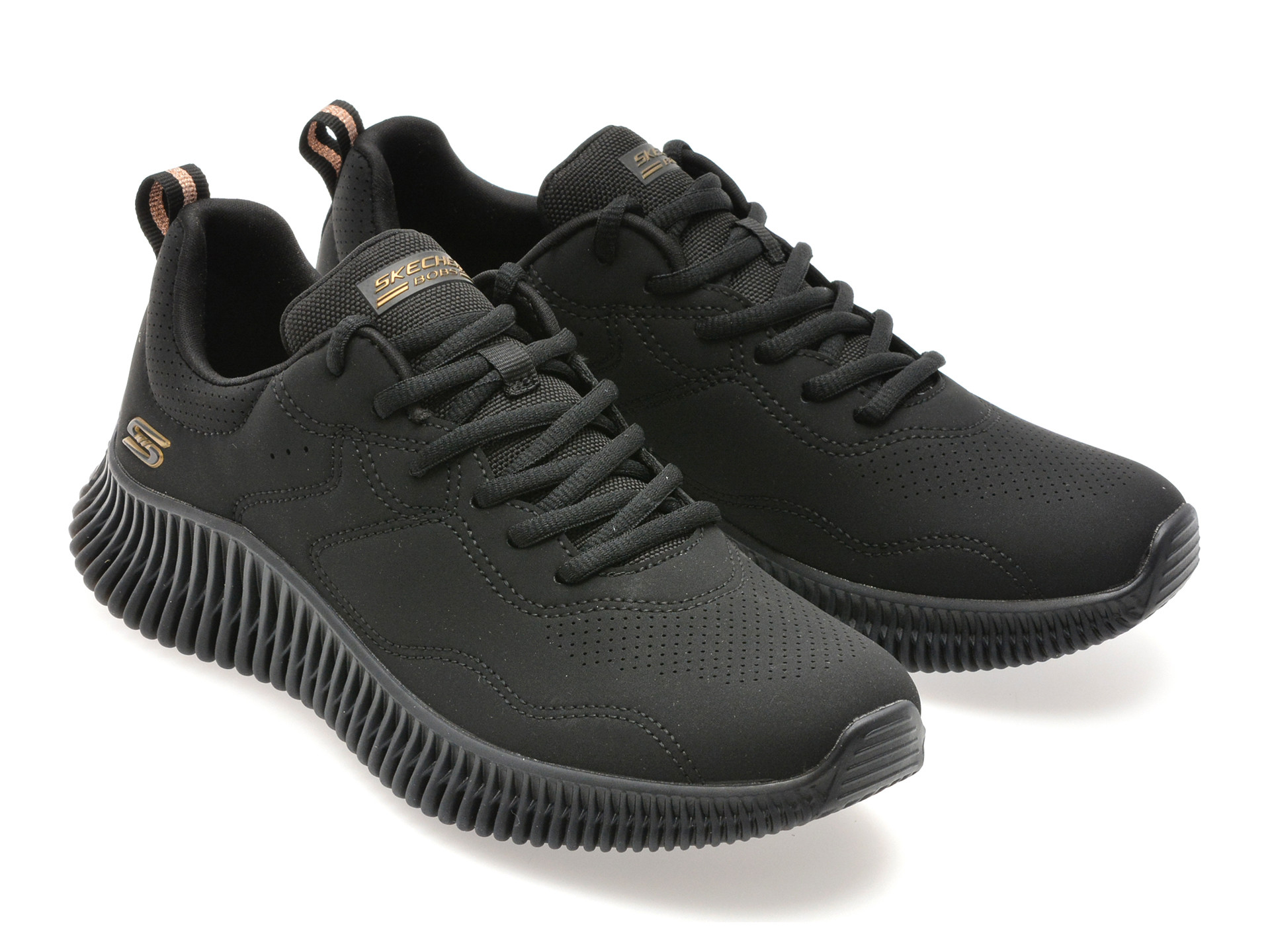 Pantofi sport SKECHERS negri, BOBS GEO, din piele ecologica