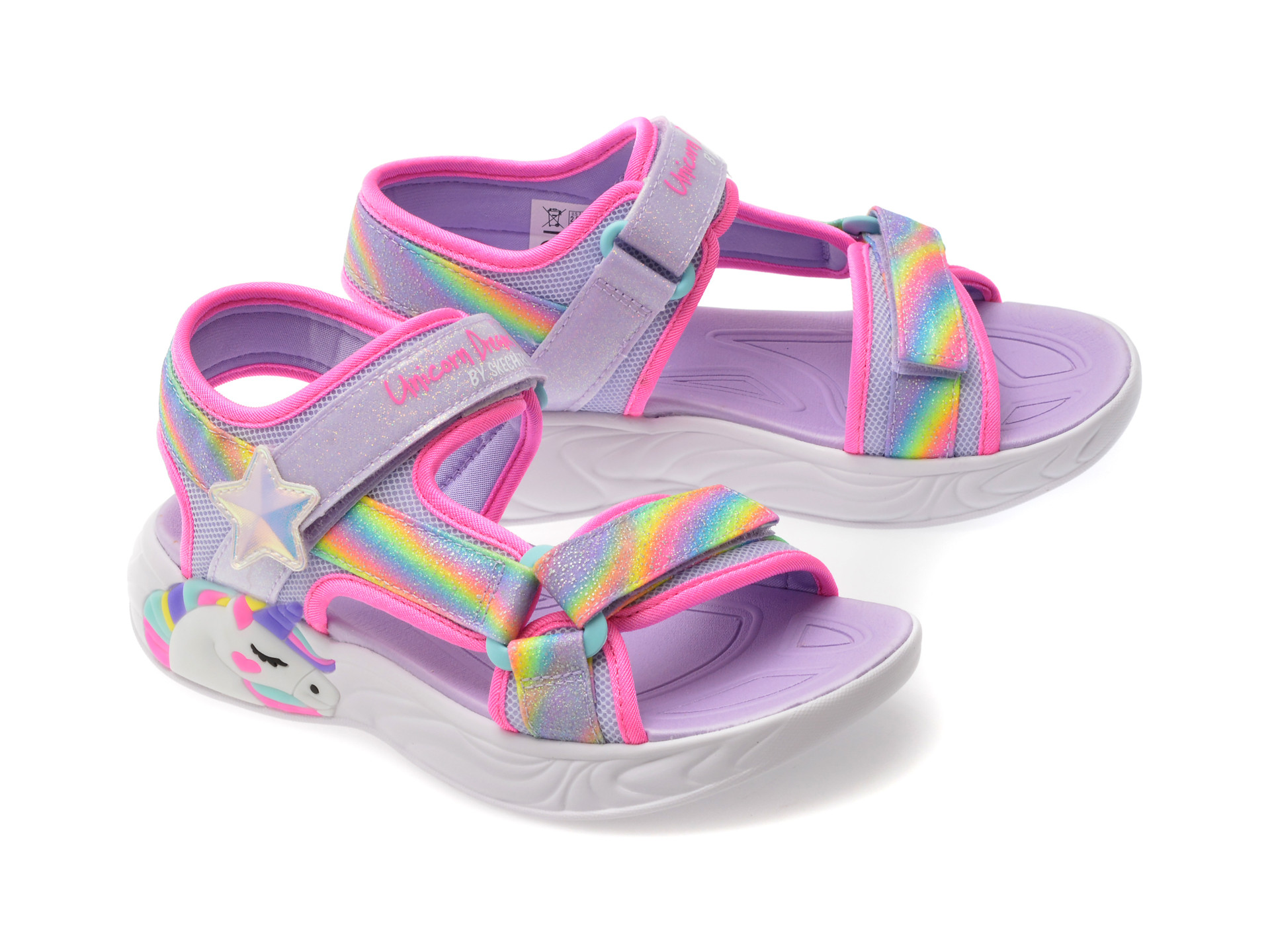 Sandale SKECHERS mov, UNICORN DREAMS, din material textil