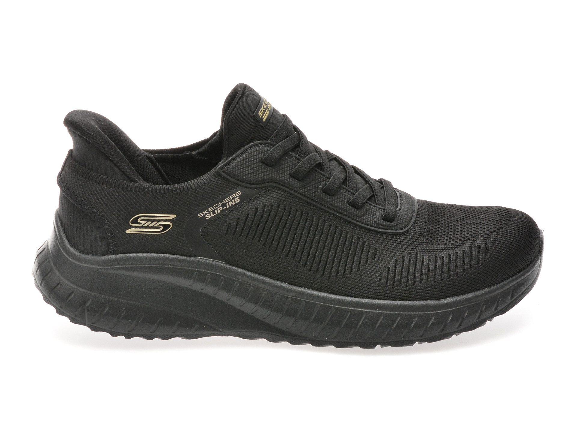 Pantofi sport SKECHERS negri, BOBS SQUAD CHAOS, din material textil