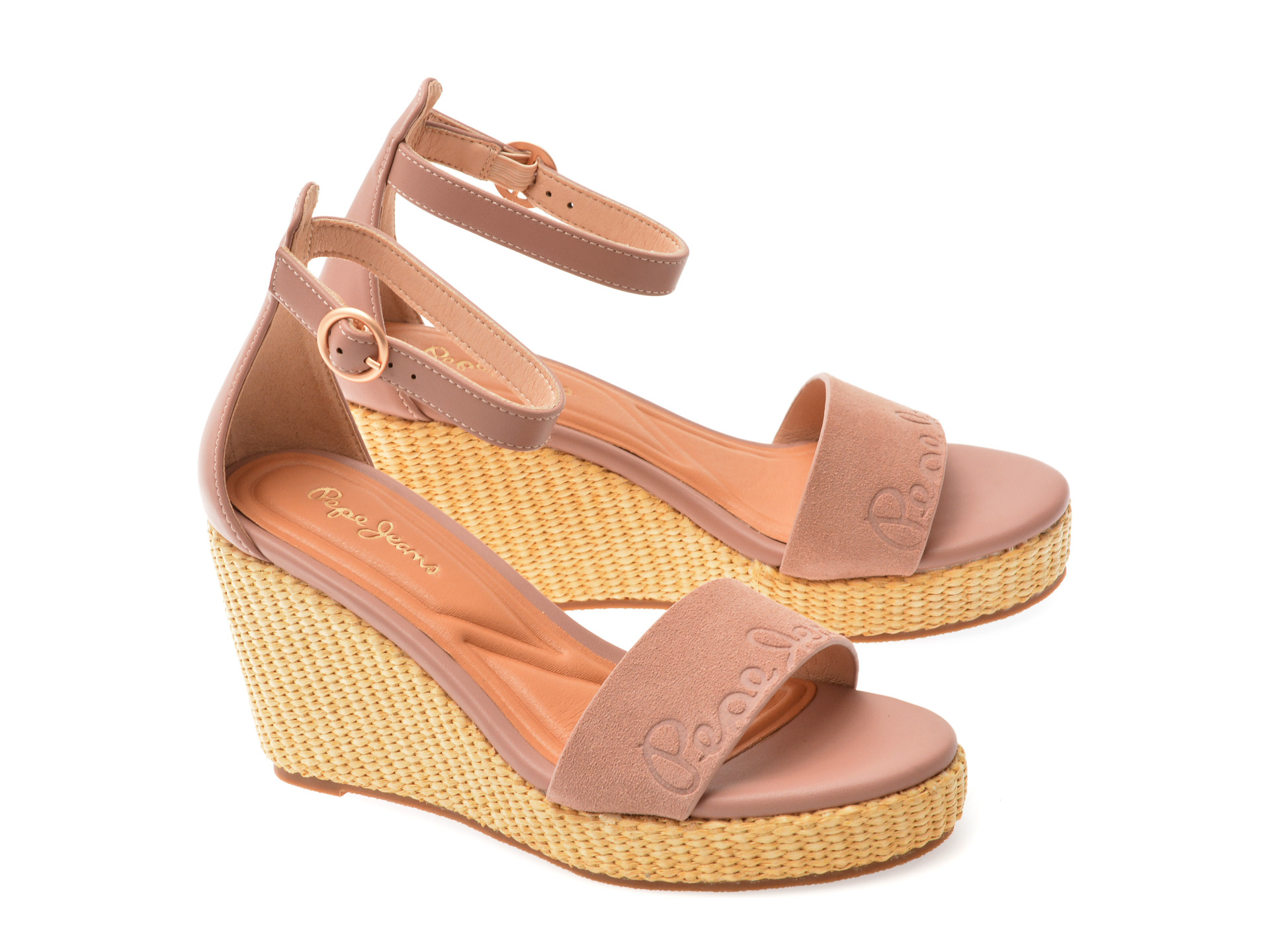 Sandale PEPE JEANS roz, WAYNA LOG, din piele ecologica