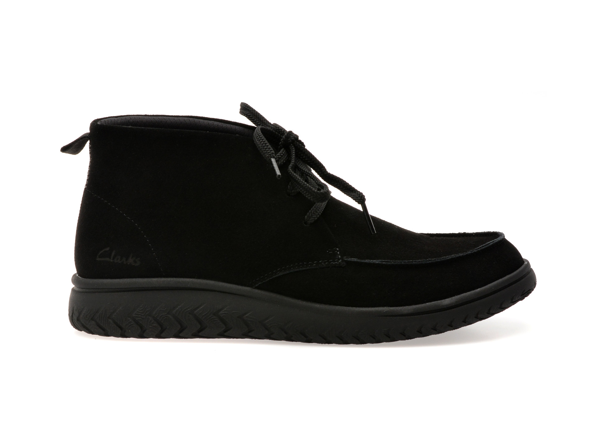 Ghete CLARKS negre, RELAX LITE MOC, din piele intoarsa