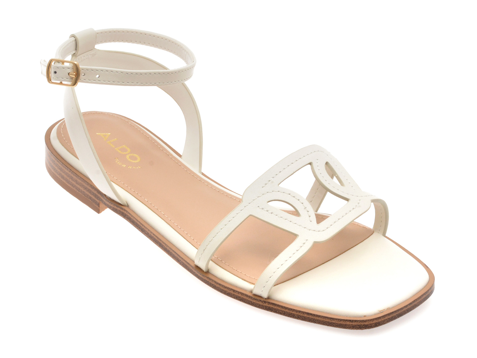 Sandale ALDO albe, GREENGROVE 100, din piele naturala