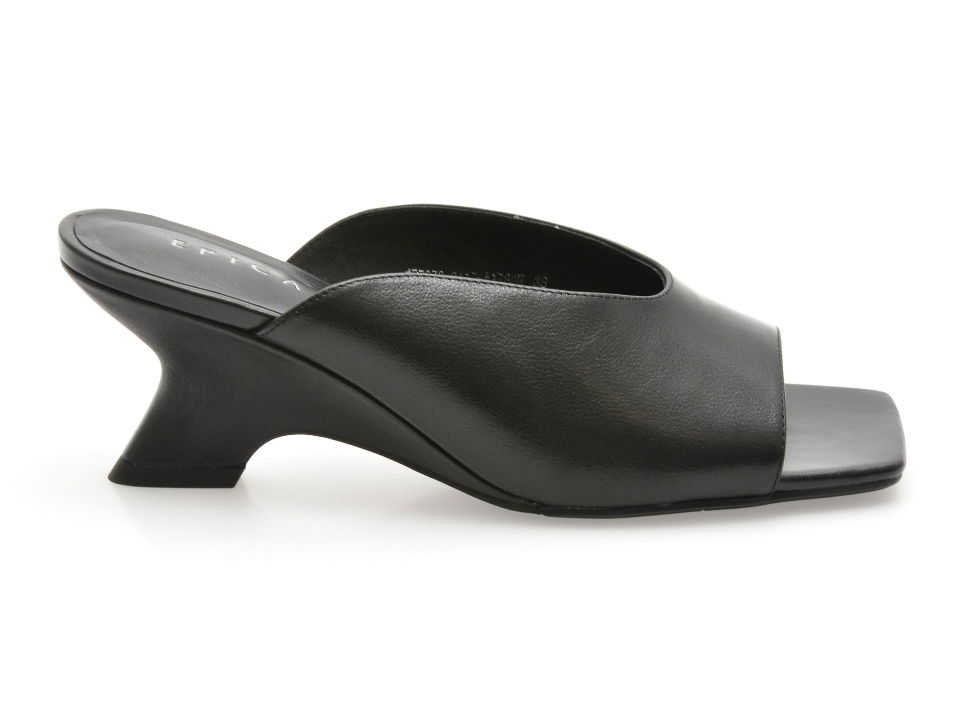 Papuci EPICA negri, 1F7073, din piele naturala
