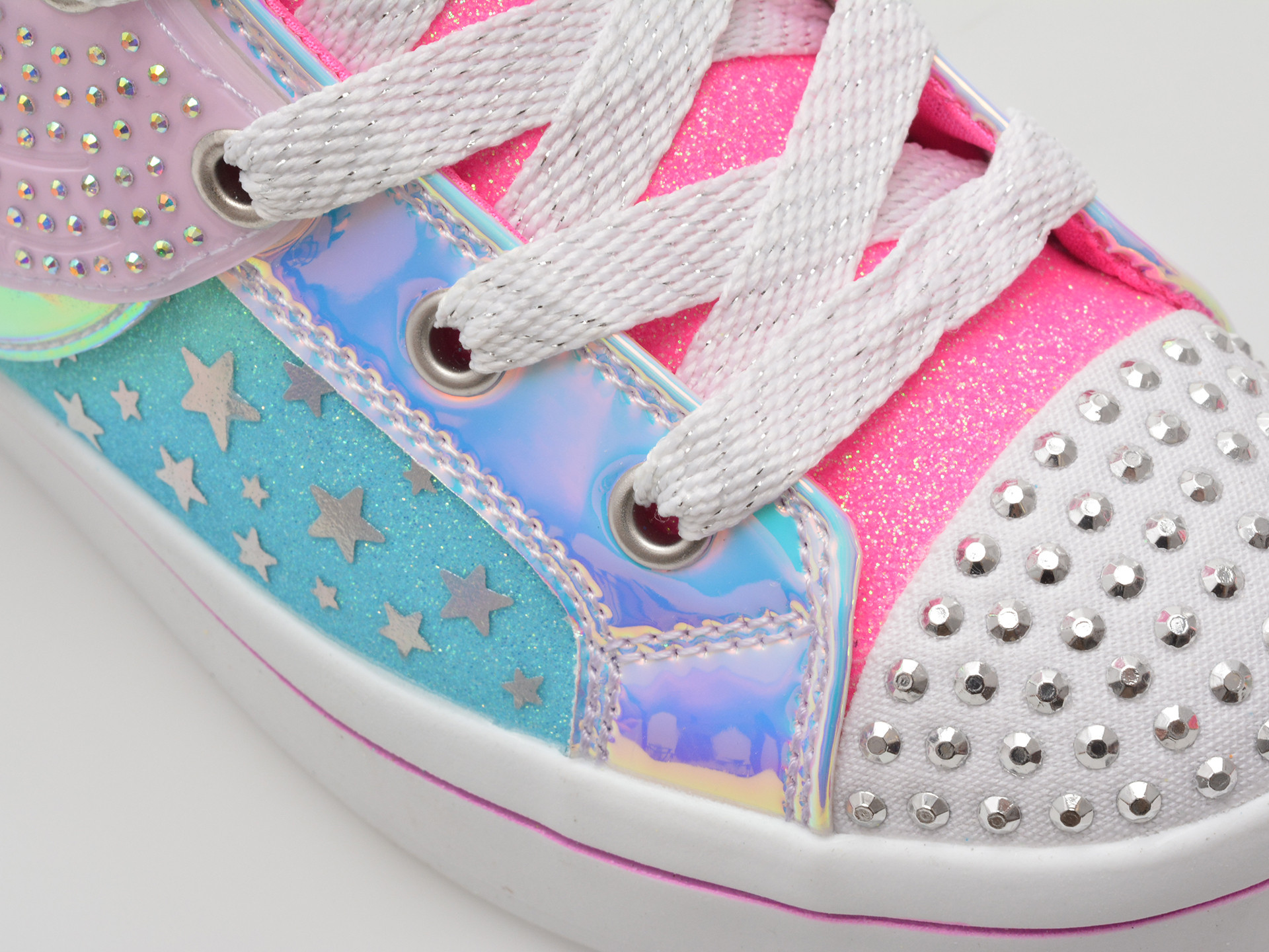 Ghete SKECHERS roz, TWI-LITES 2.0, din piele ecologica