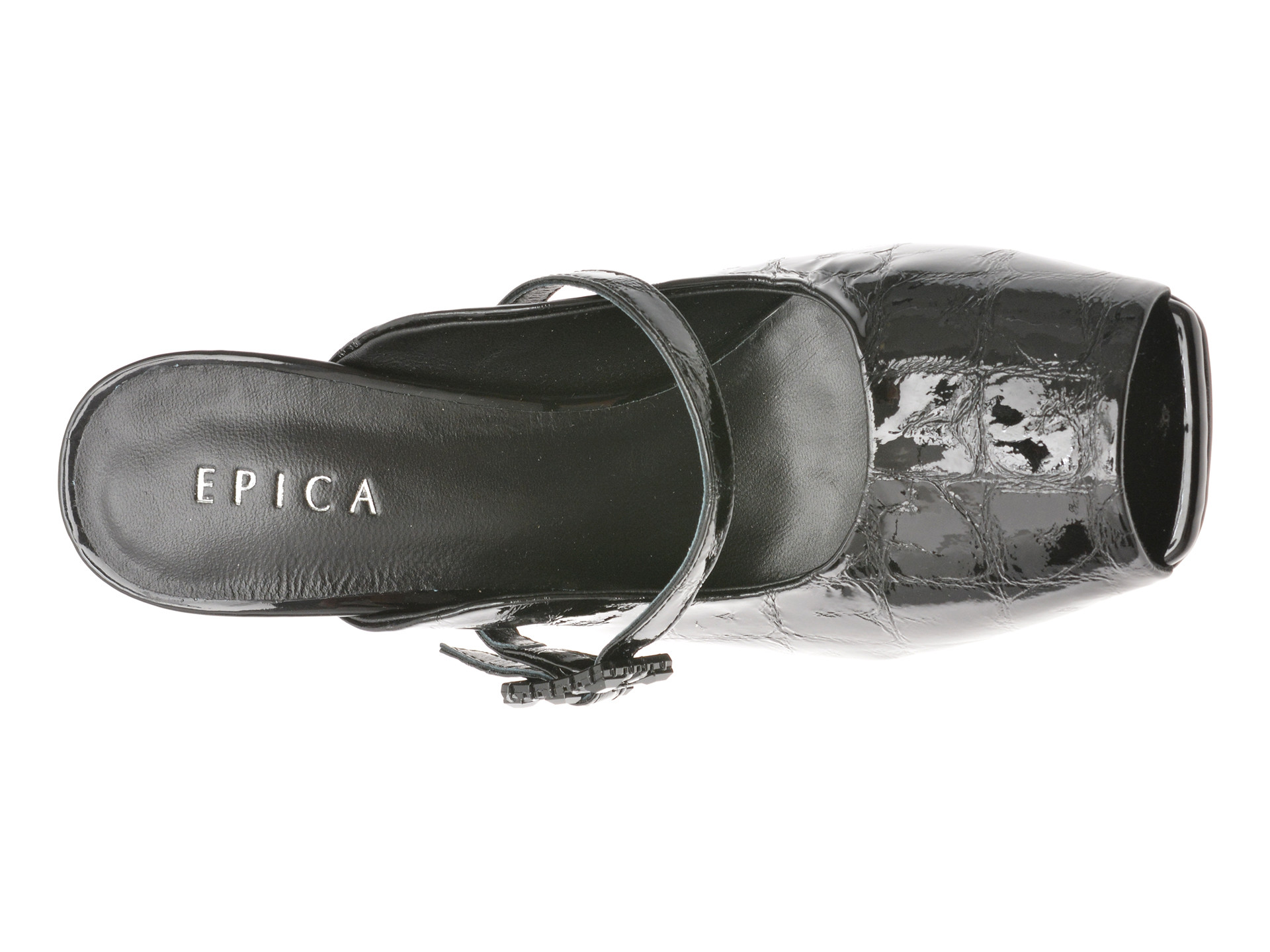 Papuci EPICA negri, 71896, din piele naturala lacuita