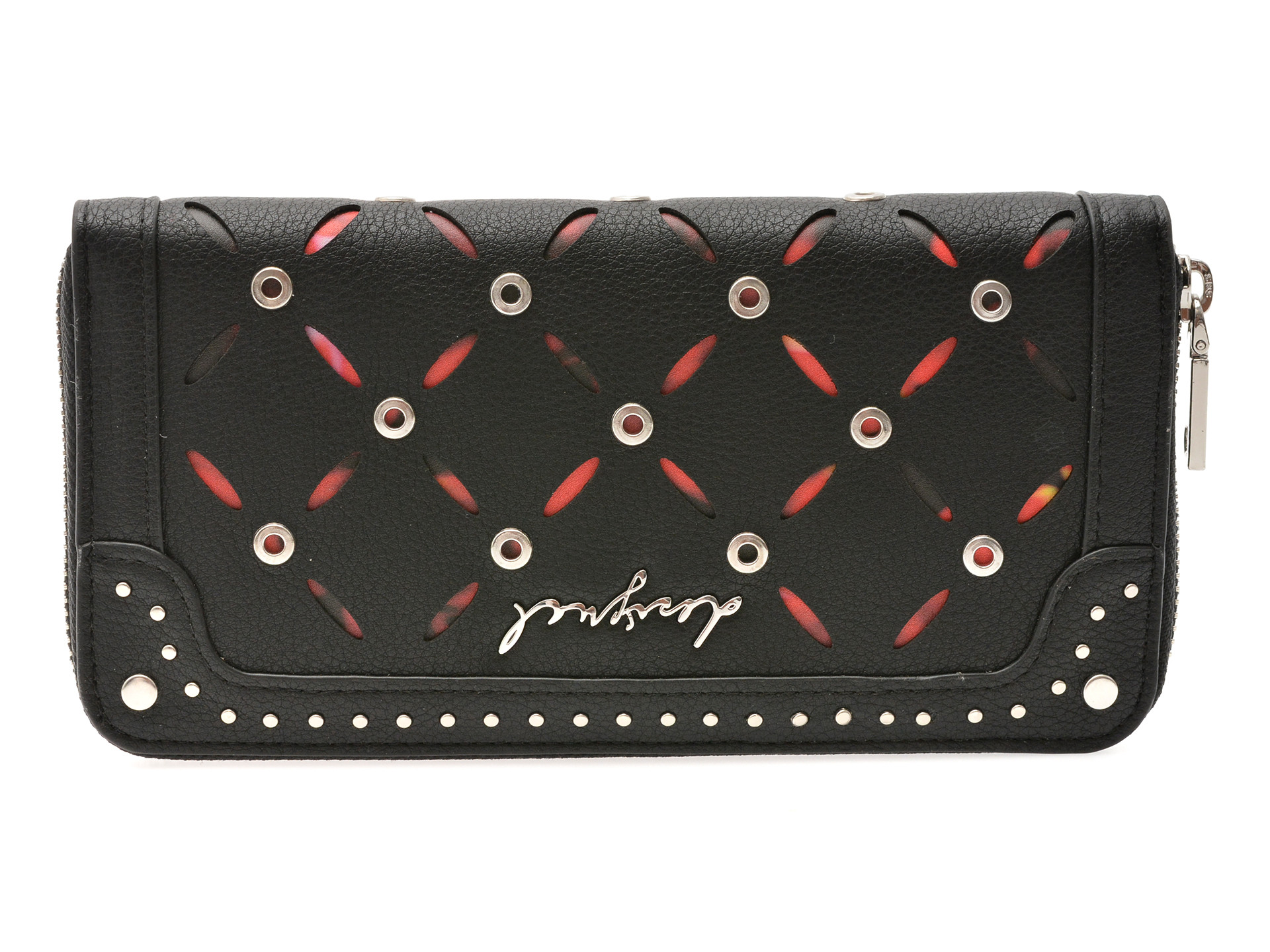 Portofel DESIGUAL negru, WAYP33, din piele ecologica