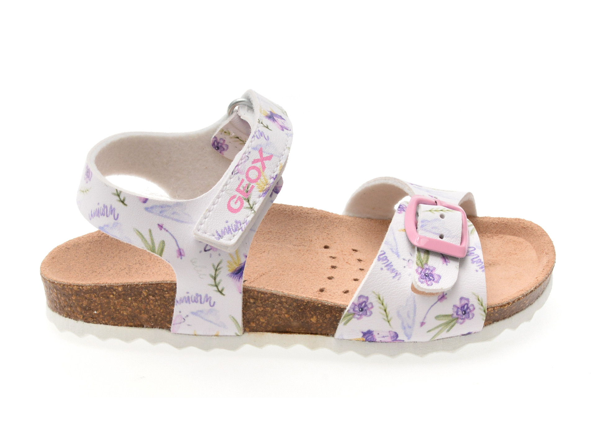 Sandale GEOX albe, J028MC, din piele ecologica