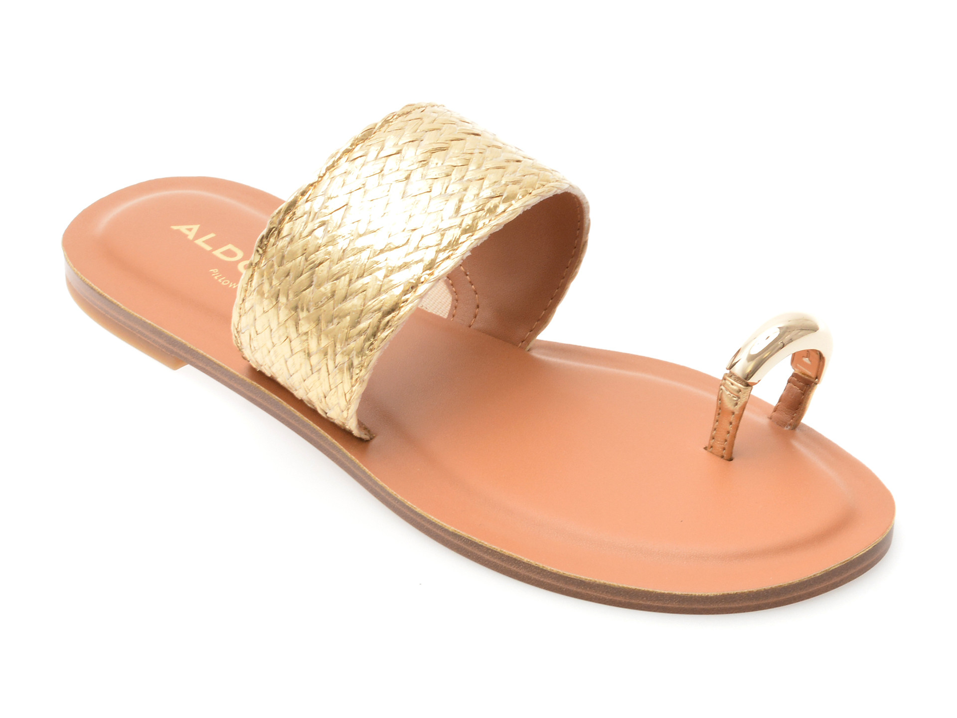 Papuci ALDO aurii, BEACH WALK 711, din piele ecologica