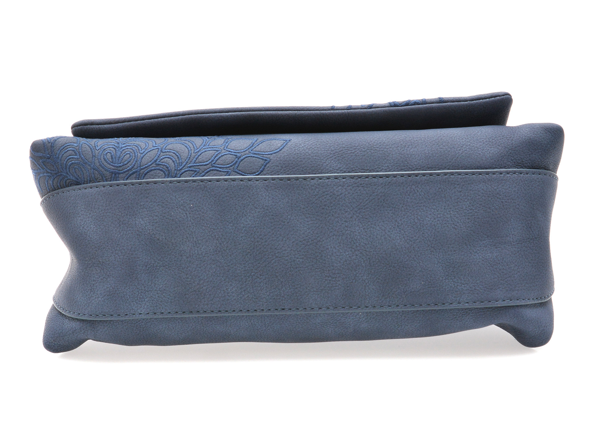 Poseta desigual albastra waxpbf din piele ecologica