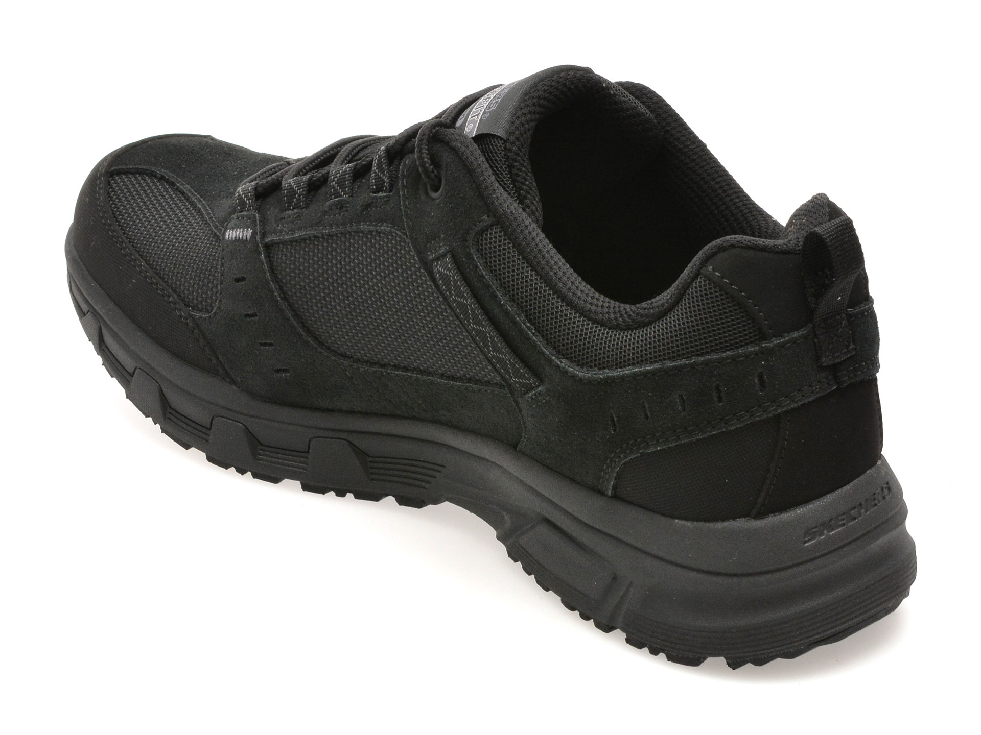 Pantofi sport SKECHERS negri, OAK CANYON, din material textil si piele naturala