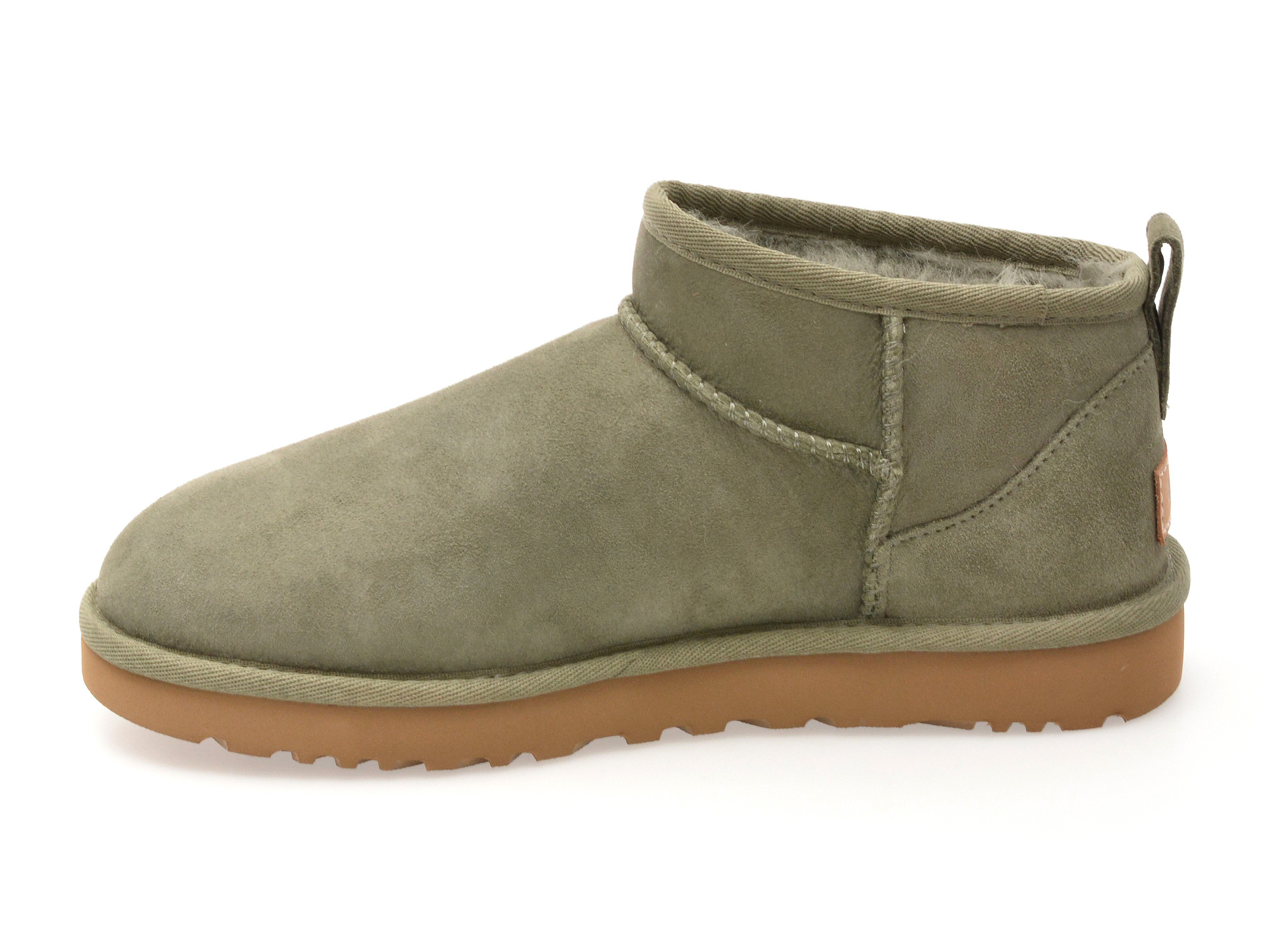 Ghete UGG kaki, CLASSIC ULTRA MINI, din piele intoarsa
