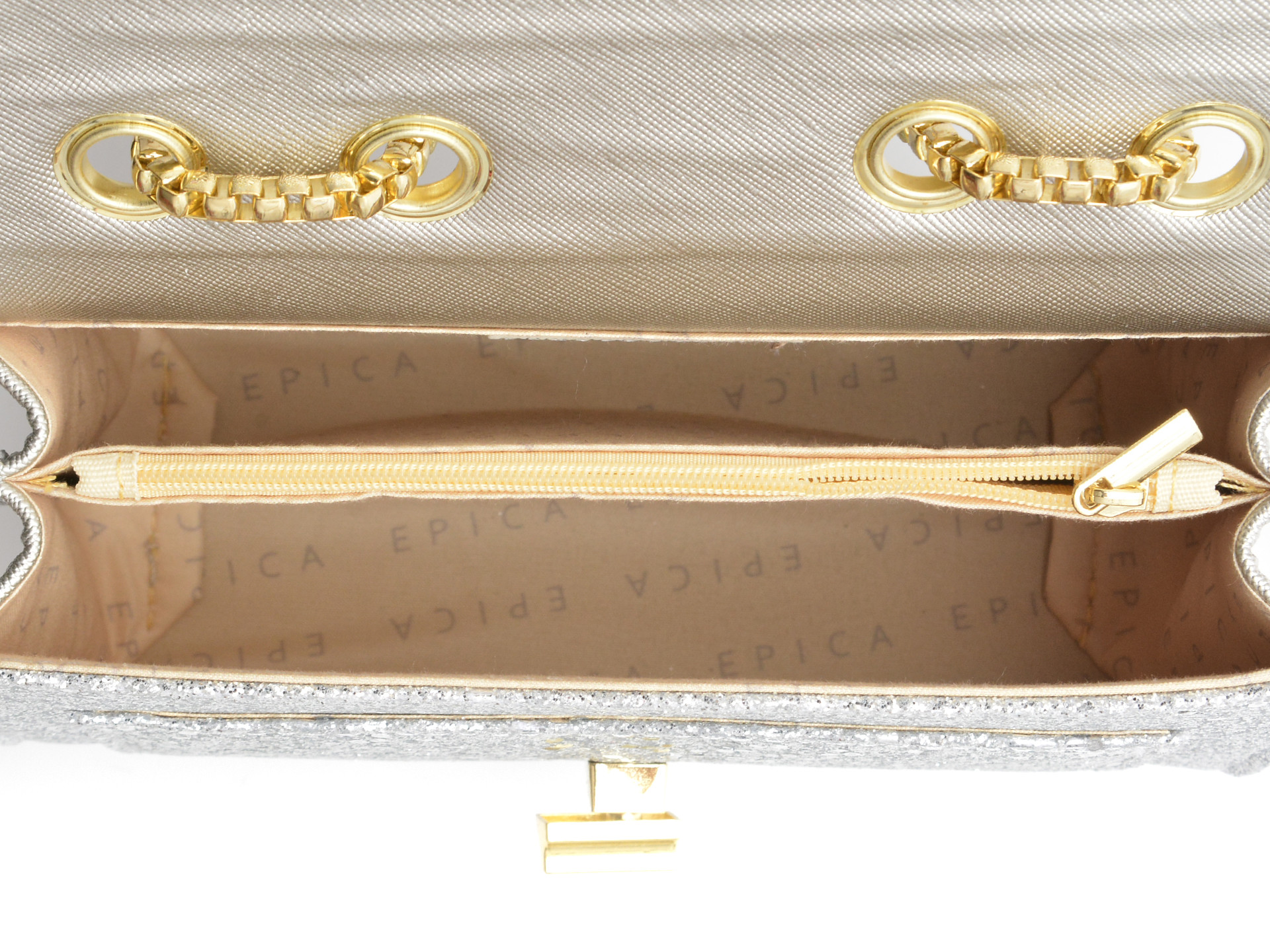 Geanta EPICA argintie, 9271, din piele ecologica