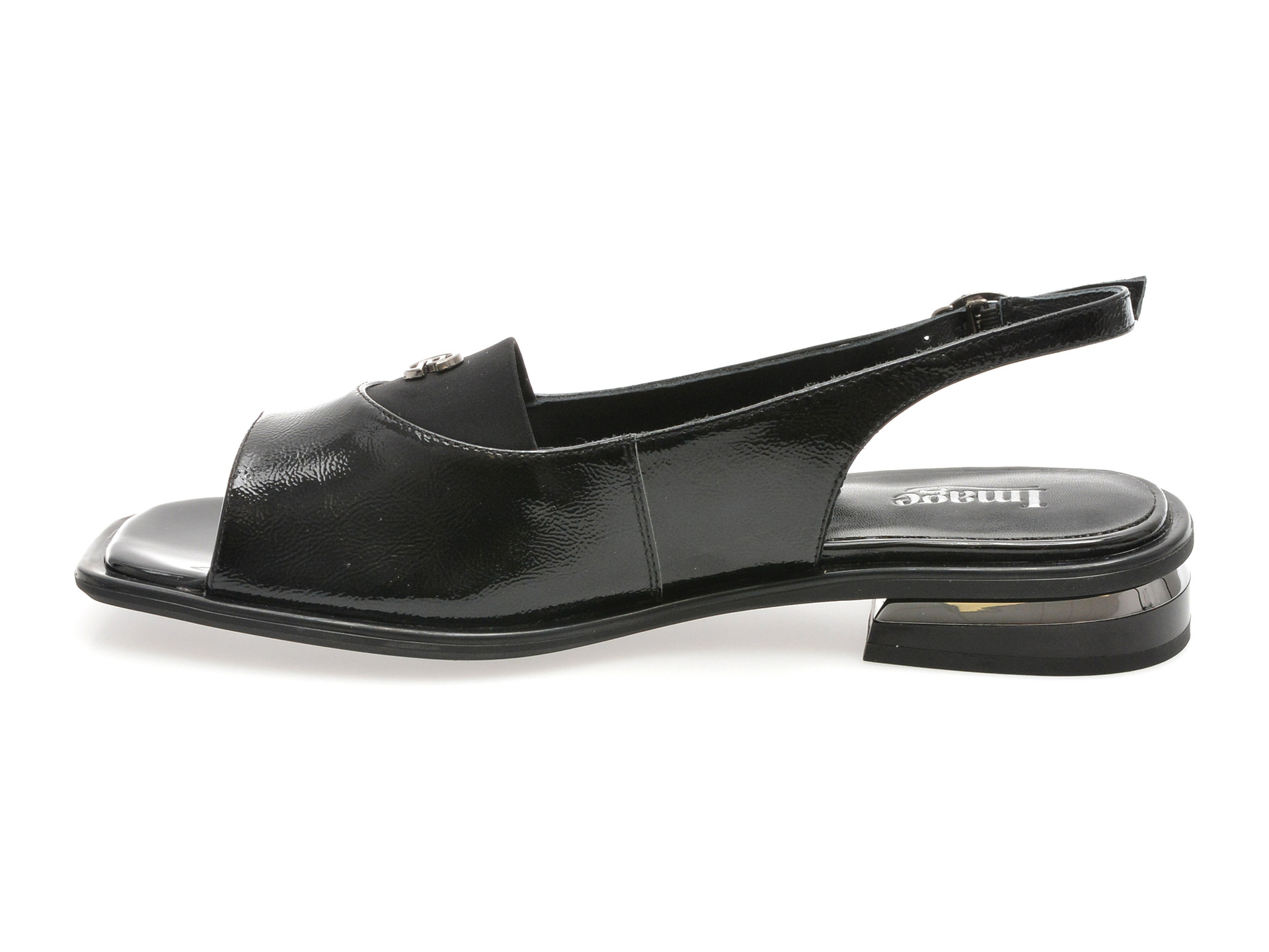 Sandale IMAGE negre, L216, din piele naturala