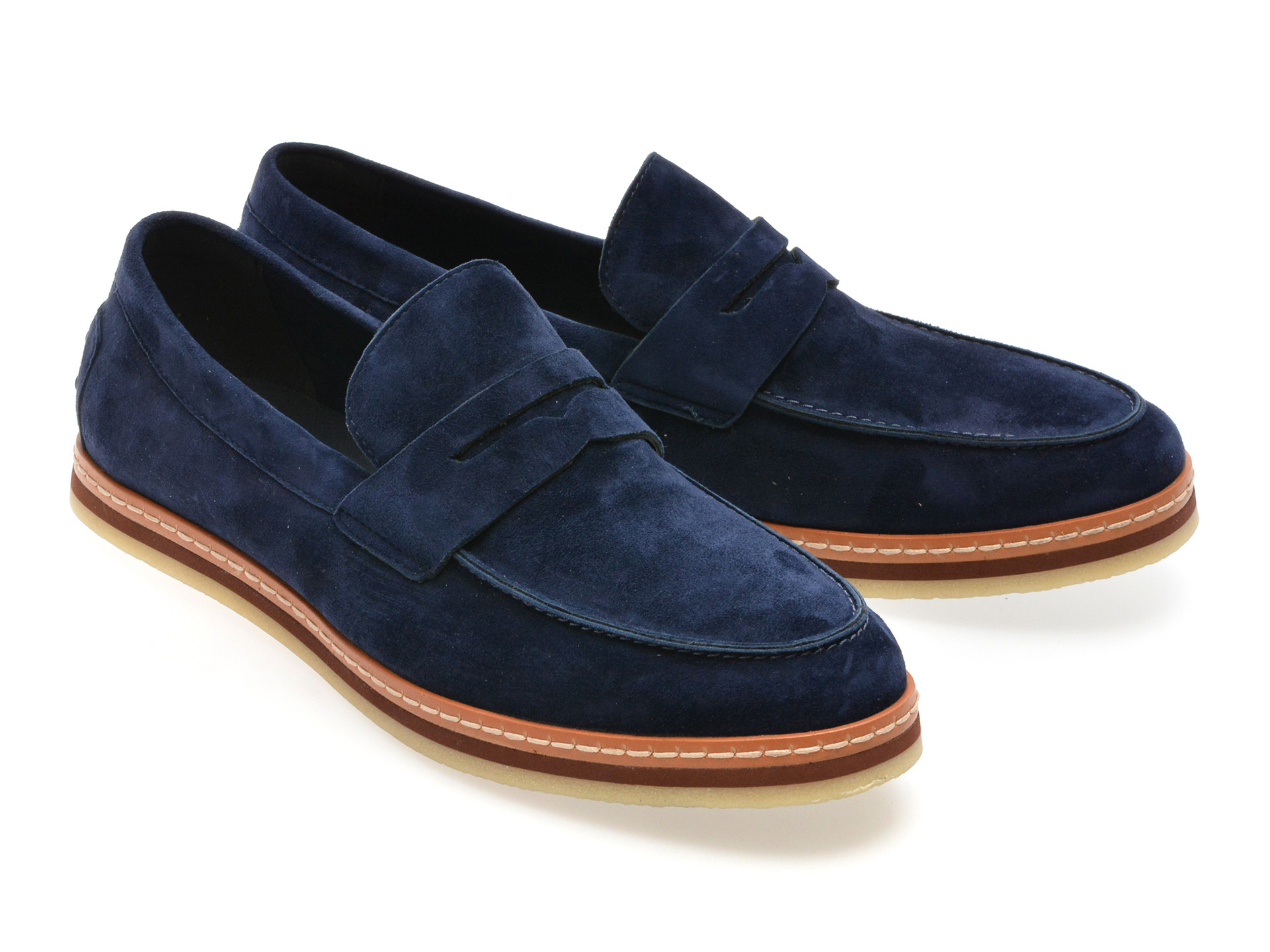 Mocasini eleganti EPICA bleumarin, QA820G, din piele intoarsa