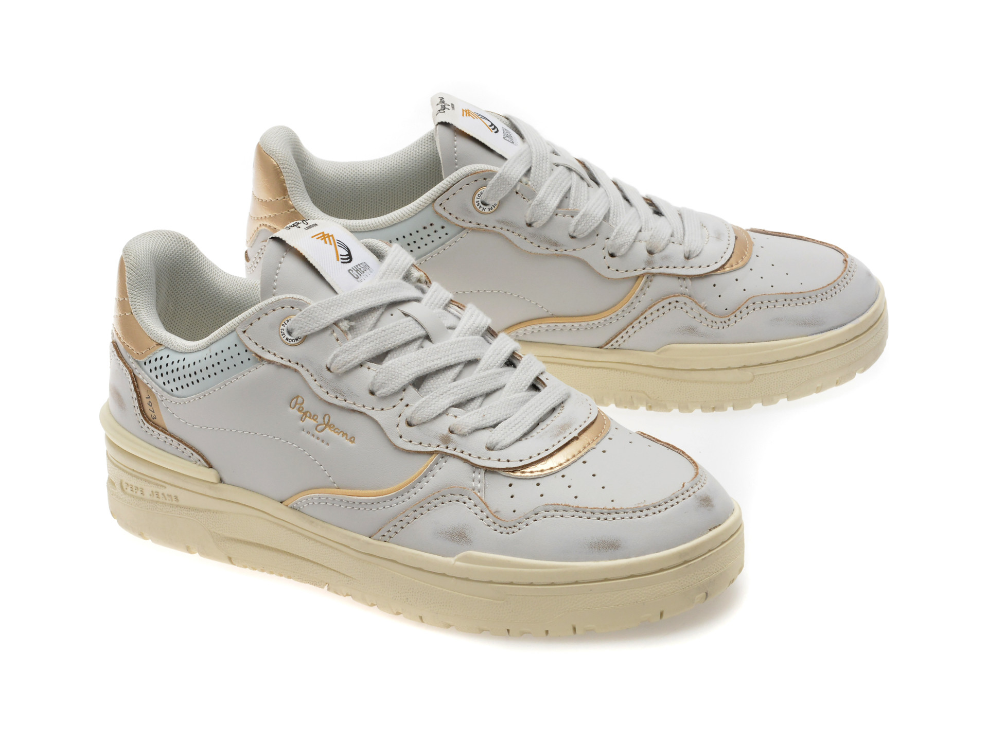 Pantofi sport PEPE JEANS gri, CHESTER DISTRESS, din piele ecologica