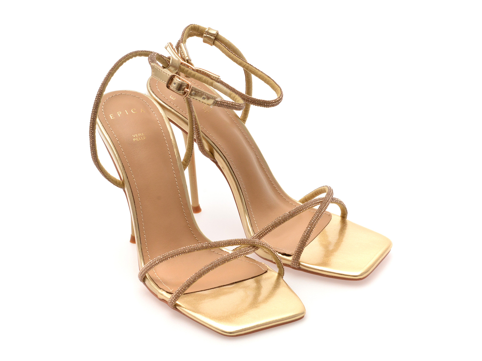 Sandale elegante EPICA aurii, 82941, din material textil