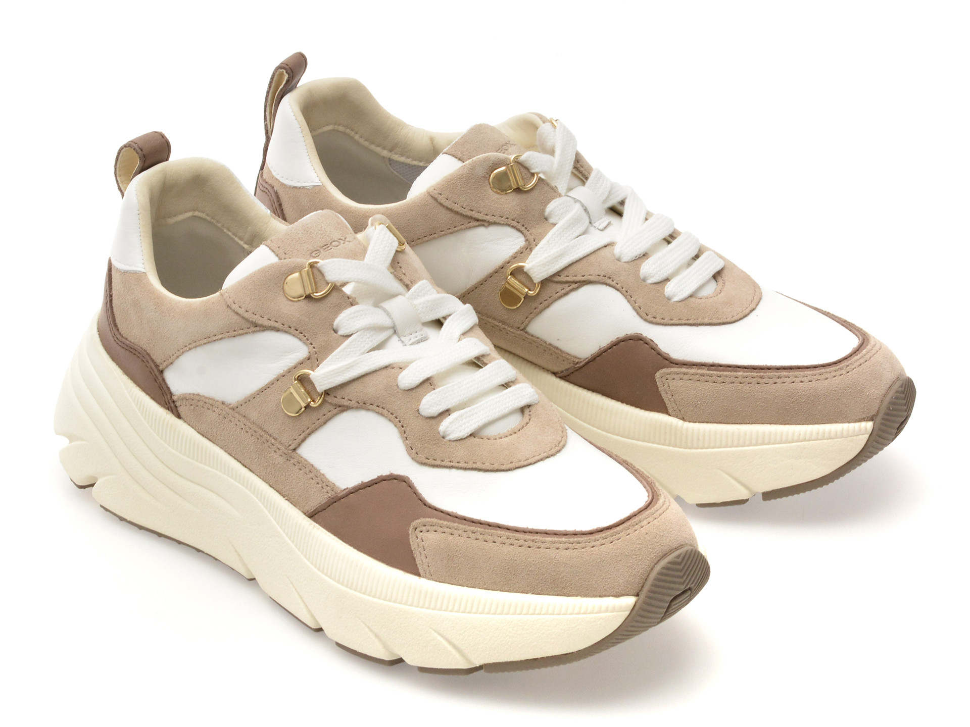 Pantofi sport GEOX albi, D36UFE, din piele naturala