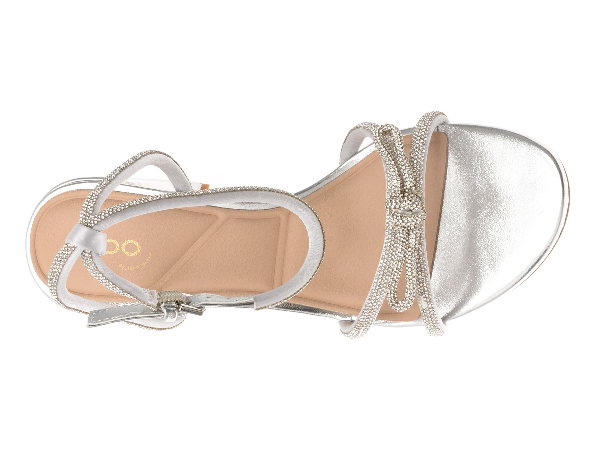 Sandale elegante ALDO argintii, BOUCLETTE 040, din material textil