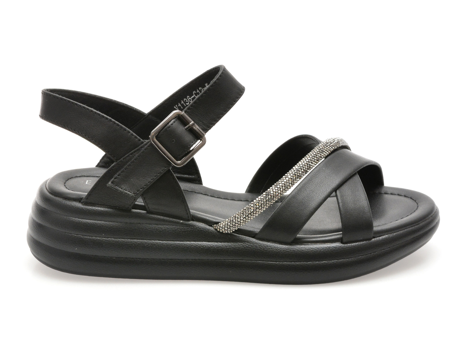 Sandale EPICA negre, 1136C12, din piele naturala