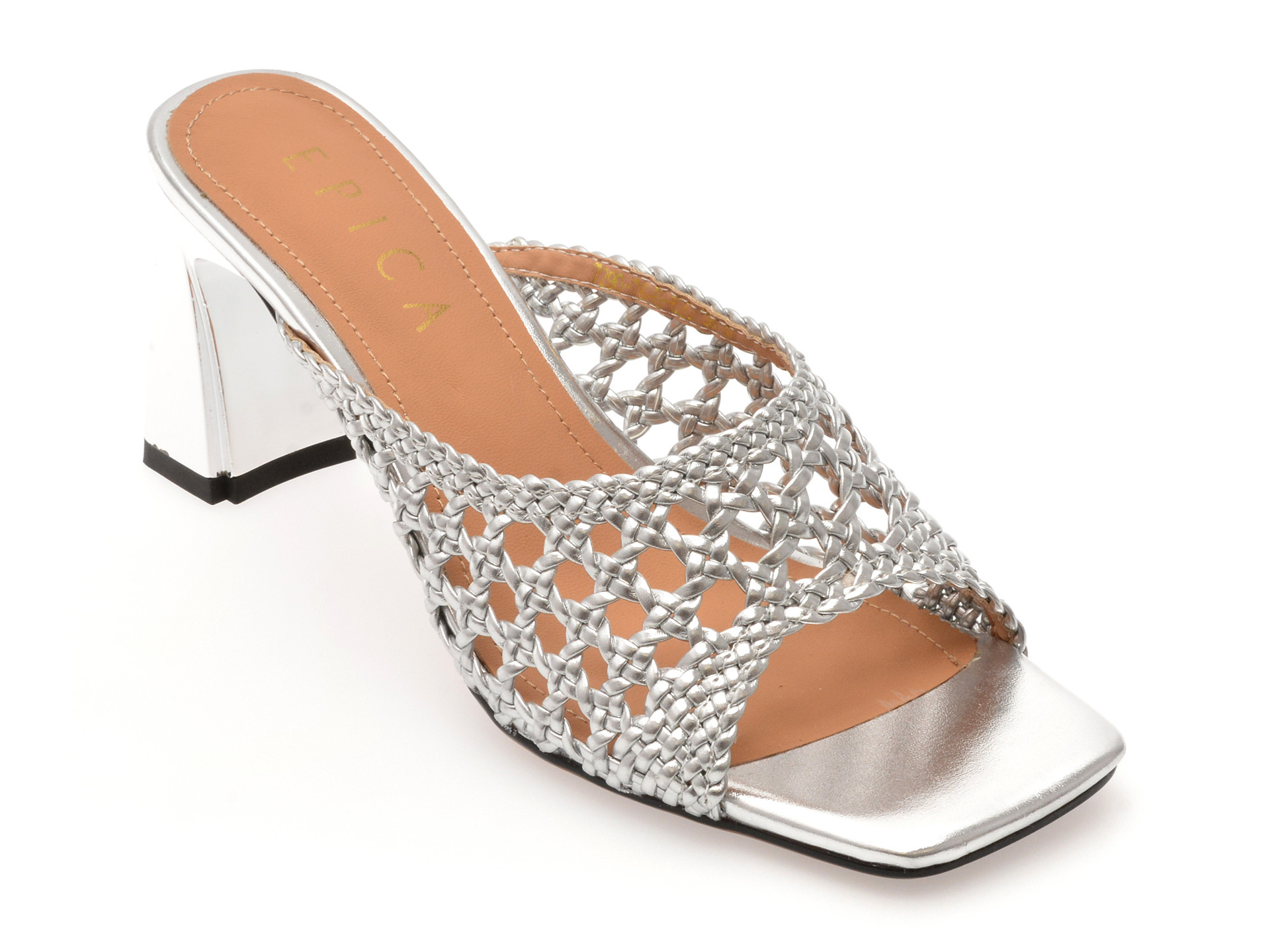 Papuci EPICA argintii, 7290, din piele ecologica