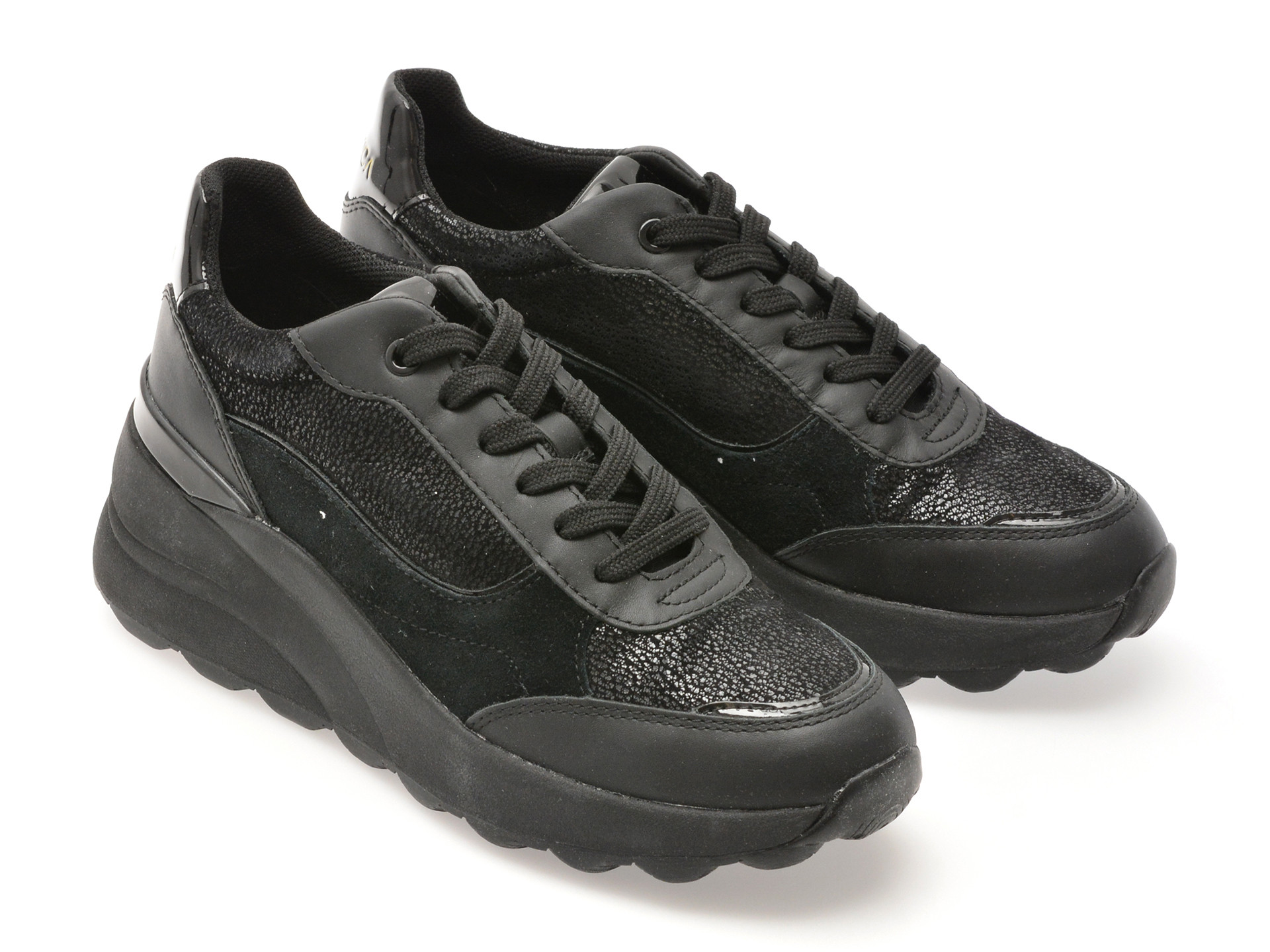 Pantofi sport GEOX negri, D45WAA, din piele naturala