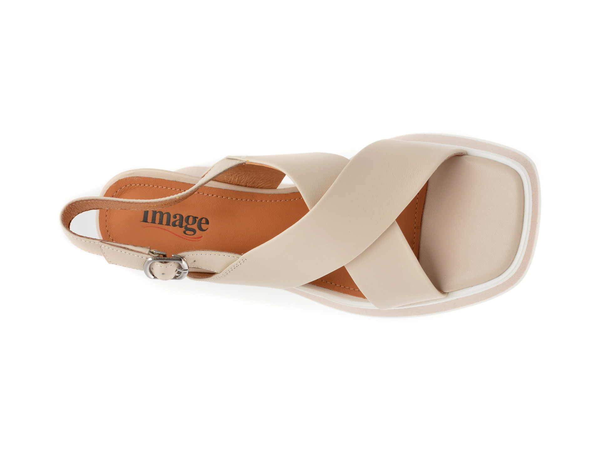 Sandale IMAGE albe, H65, din piele naturala