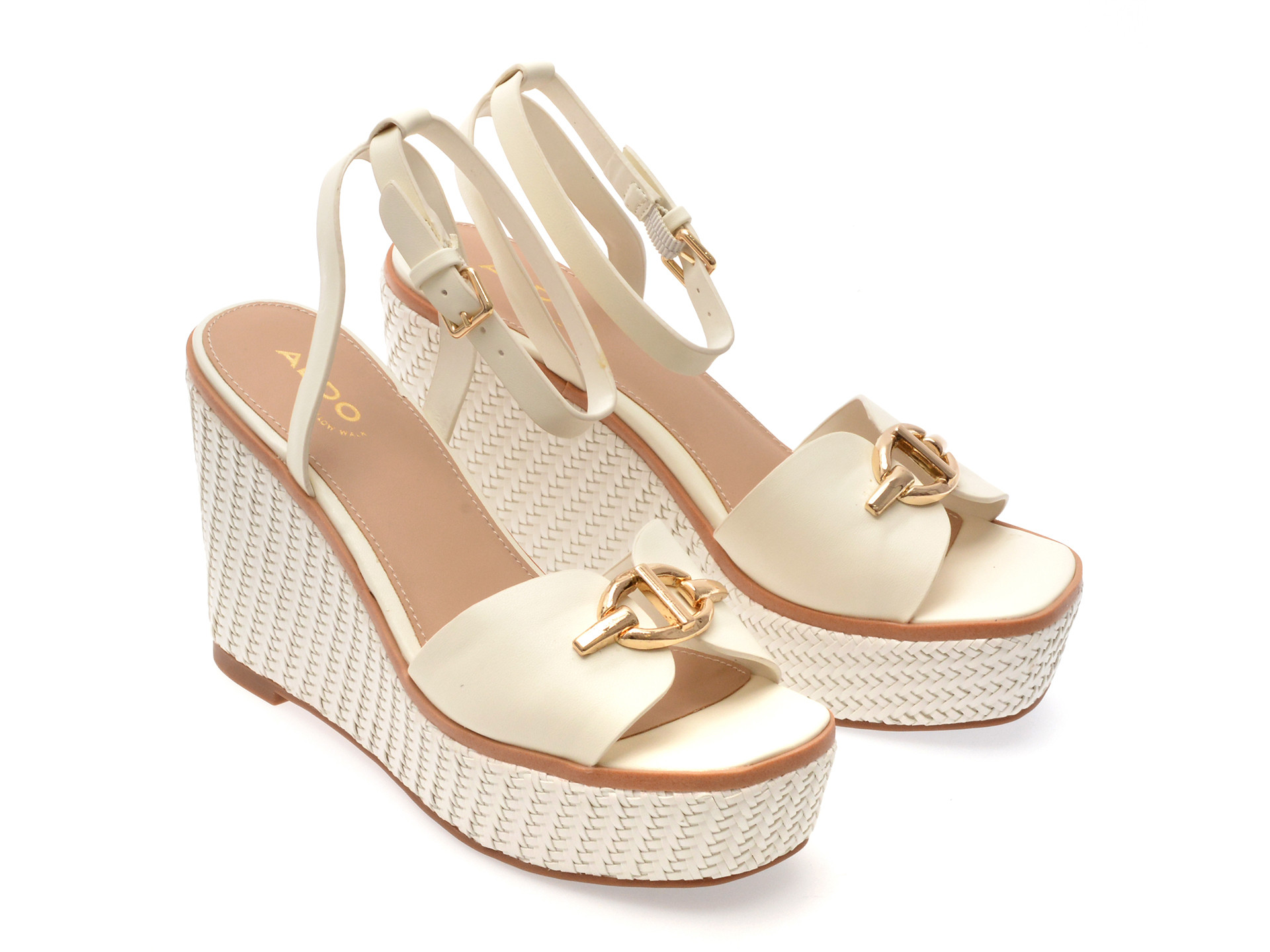 Sandale ALDO albe, YBYLIN 100, din piele ecologica