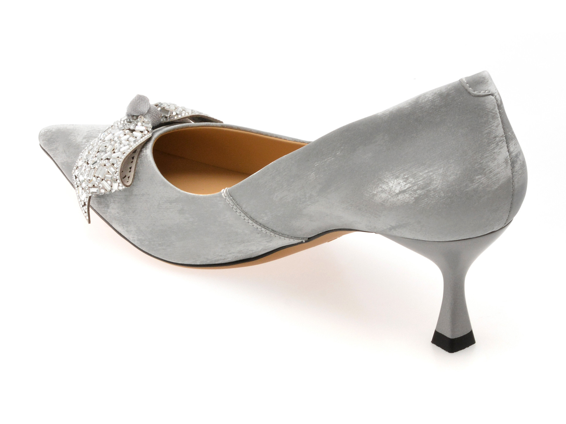 Pantofi eleganti EPICA argintii, 65057, din piele naturala